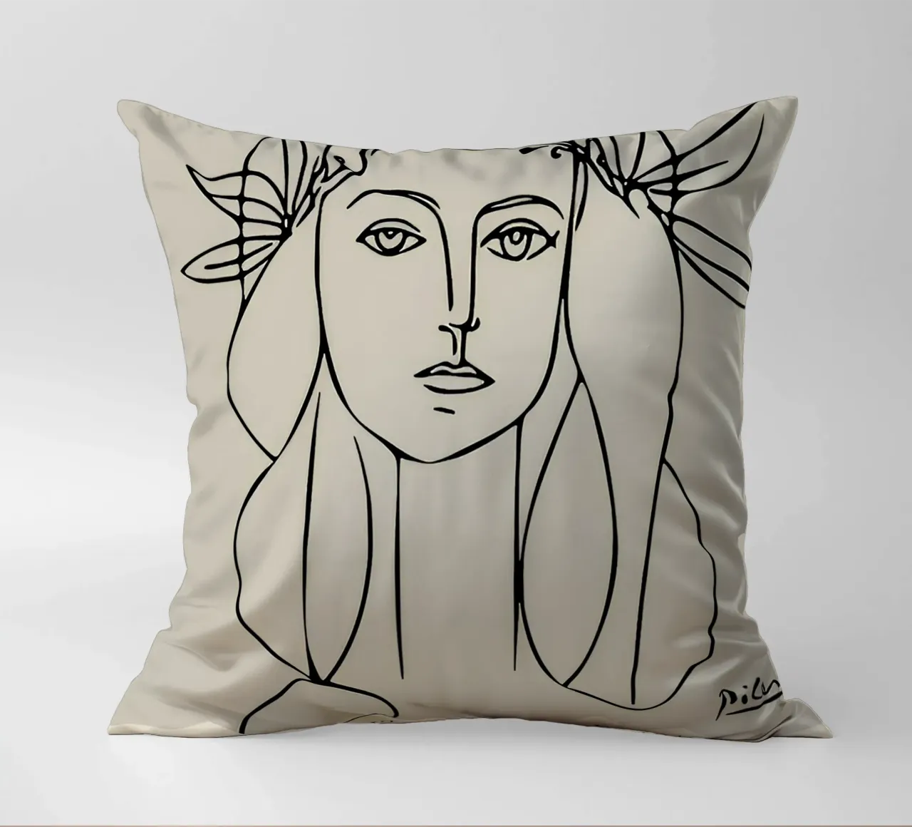Picasso "Portrait of Françoise" Line Art Print decorative cushion by homdeco
