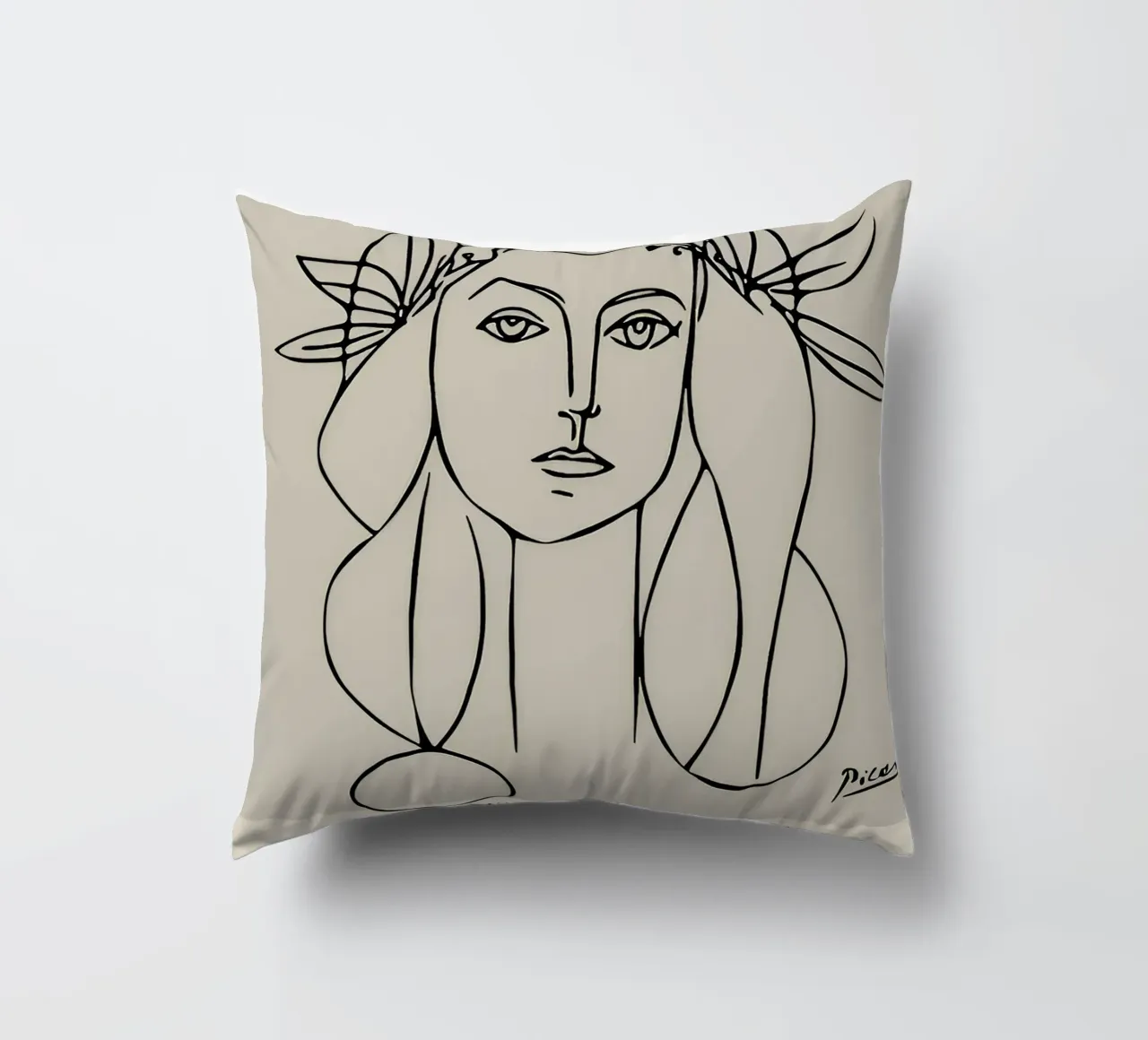 Picasso "Portrait of Françoise" Line Art Print decorative cushion by homdeco