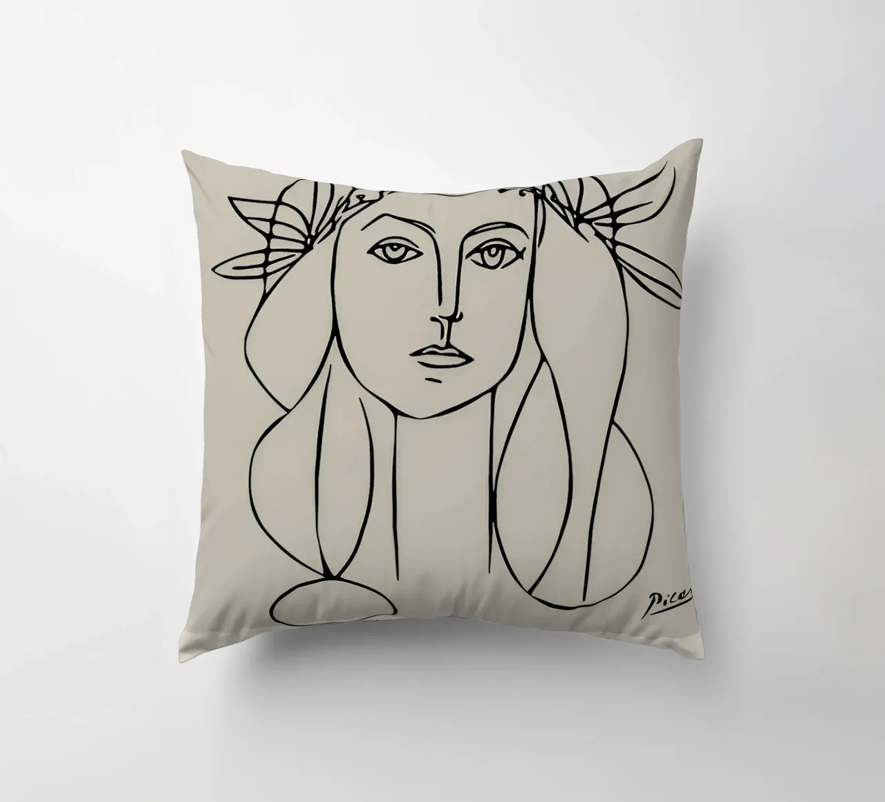Picasso "Portrait of Françoise" Line Art Print decorative cushion by homdeco
