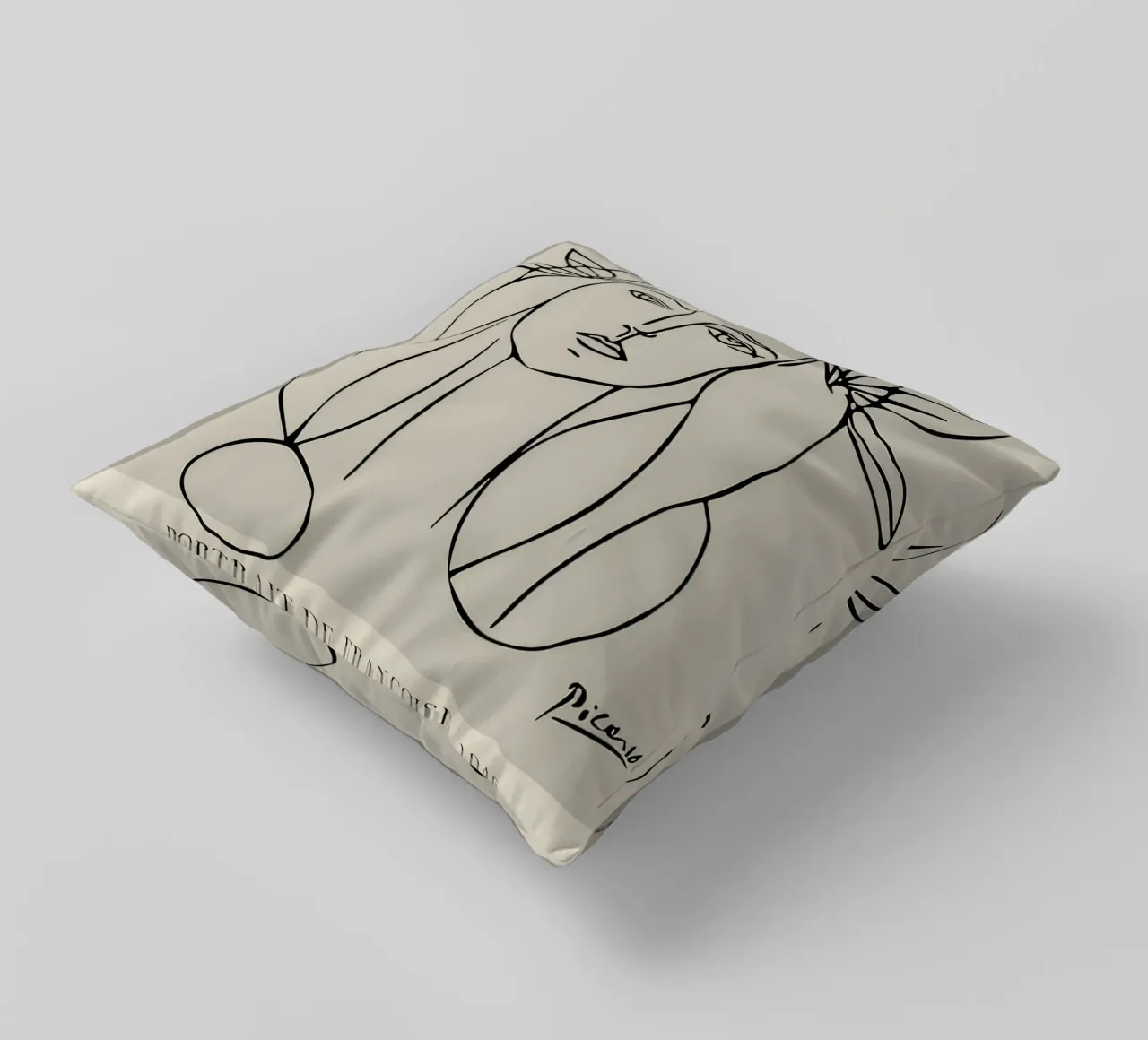 Picasso "Portrait of Françoise" Line Art Print decorative cushion by homdeco