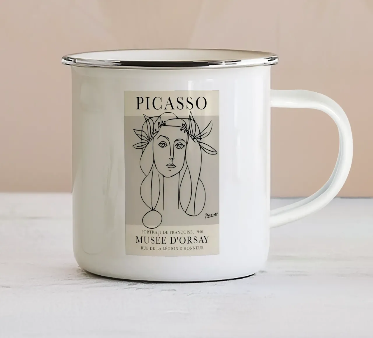 Picasso "Portrait of Françoise" Line Art Print enamel mug by homdeco