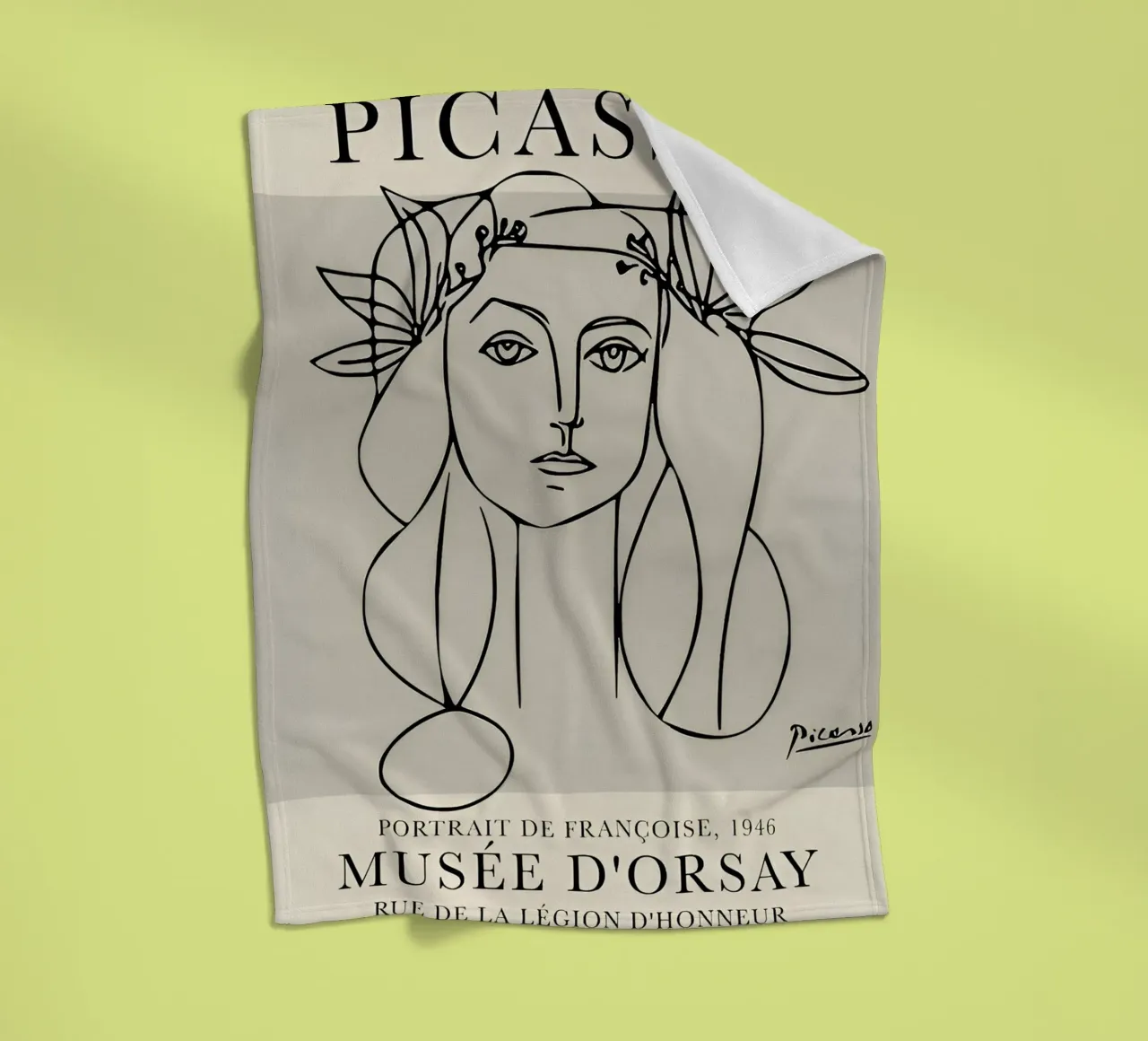 Picasso "Portrait of Françoise" Line Art Print fleece blanket by homdeco