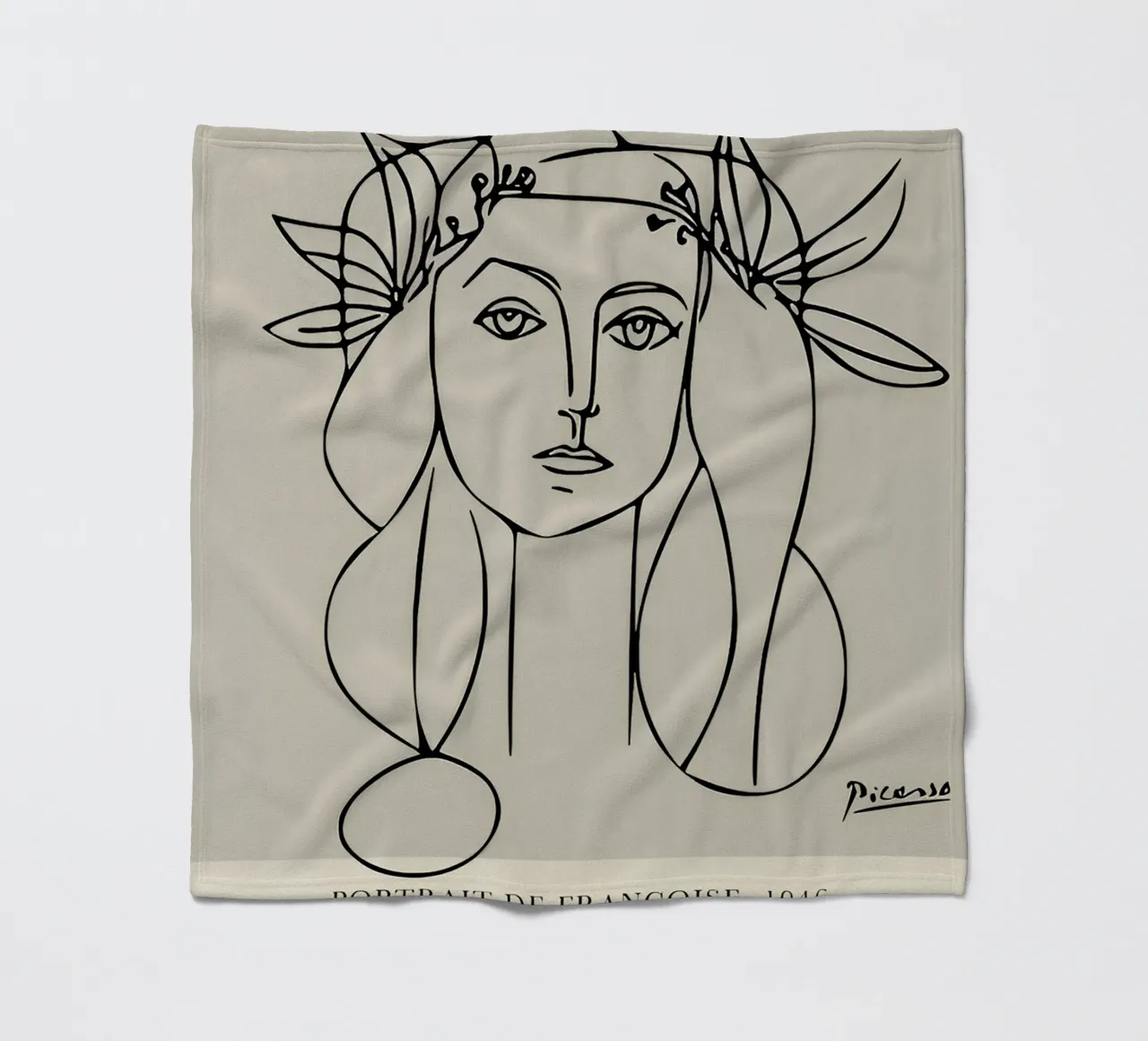 Picasso "Portrait of Françoise" Line Art Print fleece blanket by homdeco