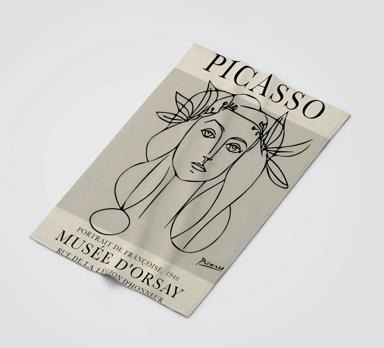 Picasso "Portrait of Françoise" Line Art Print fleece blanket by homdeco