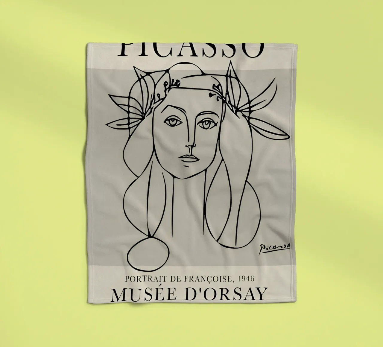 Picasso "Portrait of Françoise" Line Art Print fleece blanket by homdeco