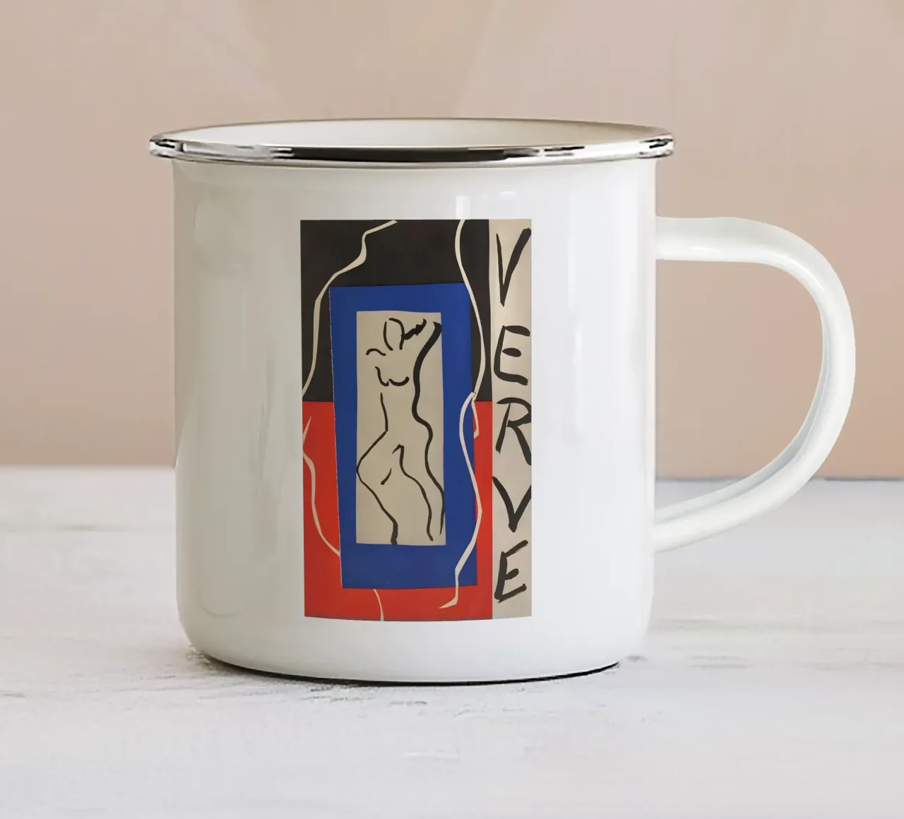 Stampa cut-out Matisse "Verve" astratto nudo tazza in smalto da homdeco