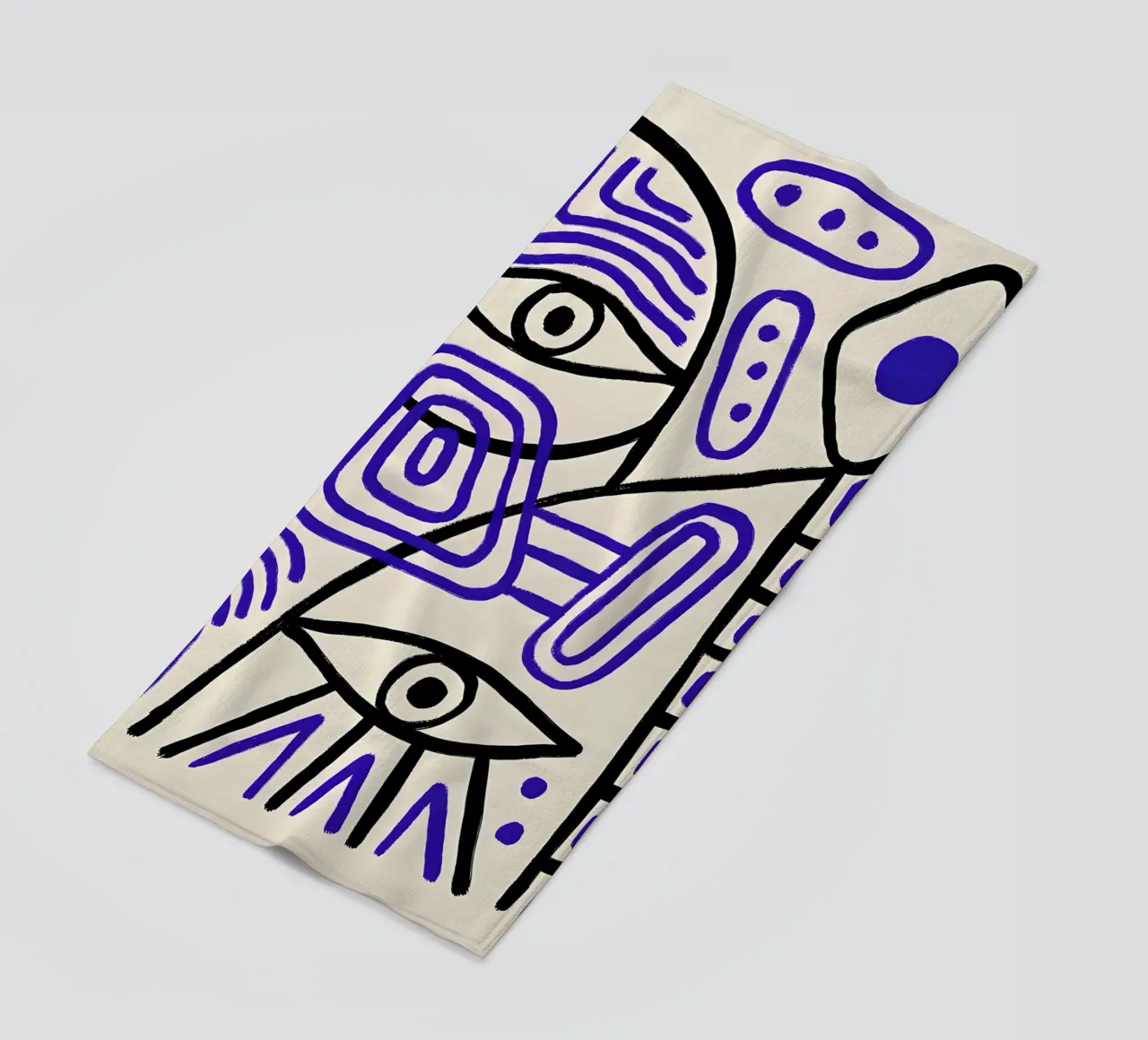 Arte astratta "Occhi geometrici" ispirata a Picasso telo mare da homdeco