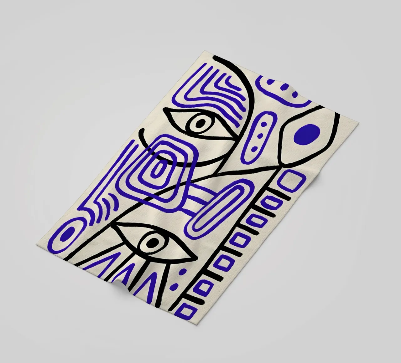 Arte astratta "Occhi geometrici" ispirata a Picasso telo mare da homdeco