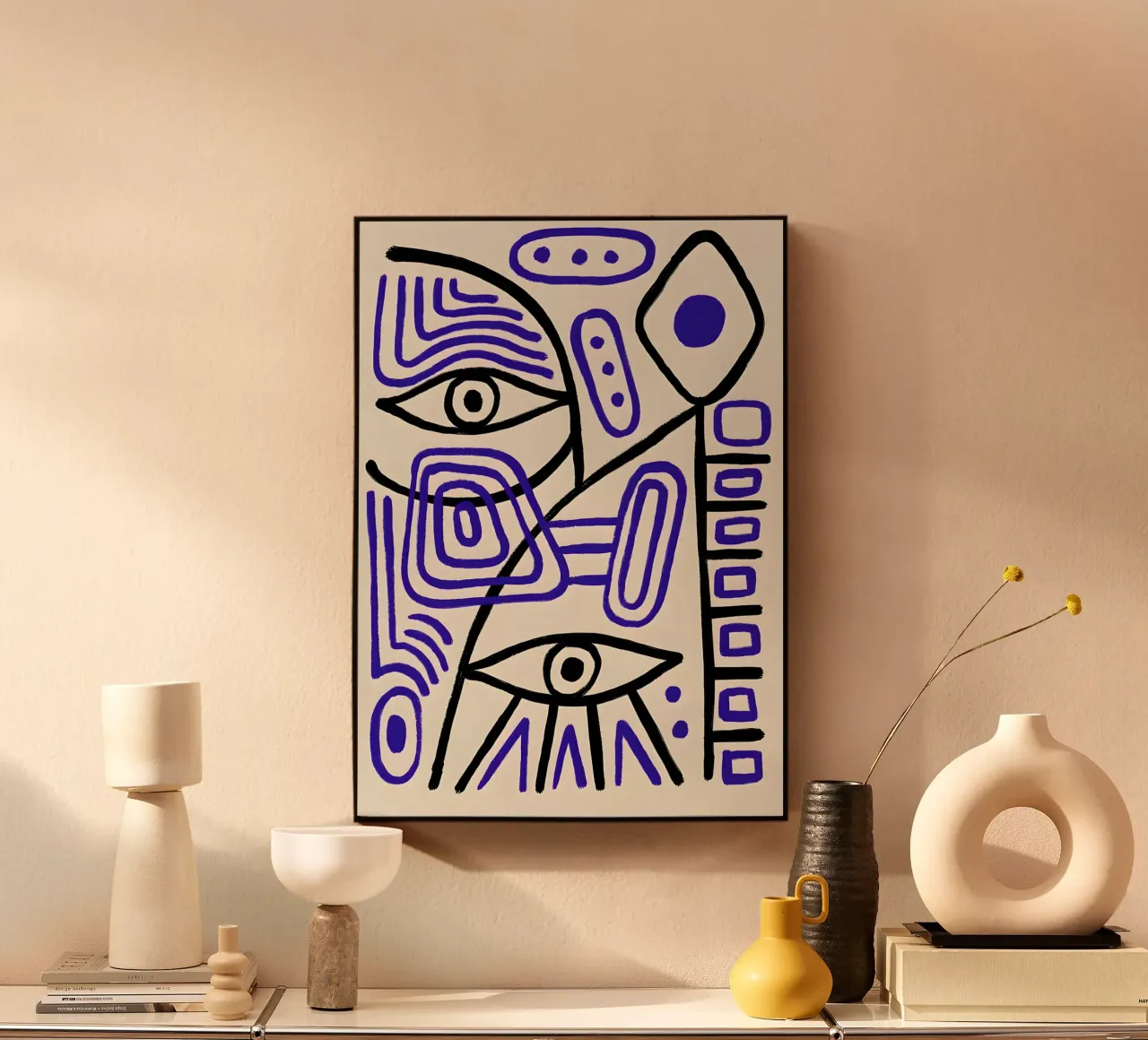 Arte astratta "Occhi geometrici" ispirata a Picasso alluminio dibond da homdeco
