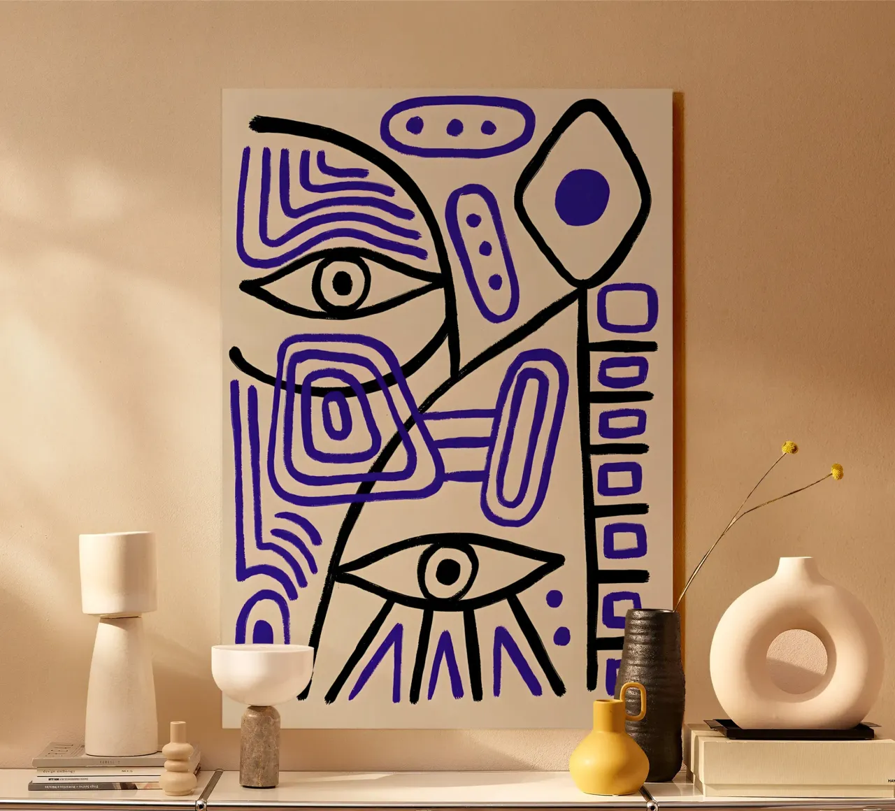 Arte astratta "Occhi geometrici" ispirata a Picasso alluminio dibond da homdeco