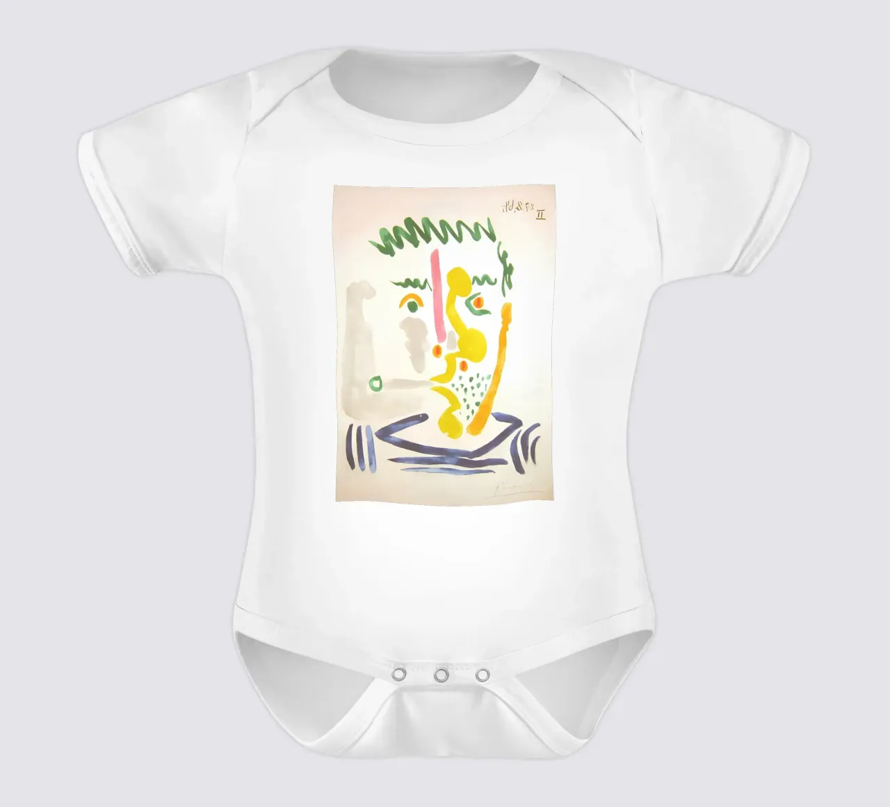 Picasso "Geabstraheerd gezicht II" Expressieve kunst babyrompertje korte mouwen van homdeco