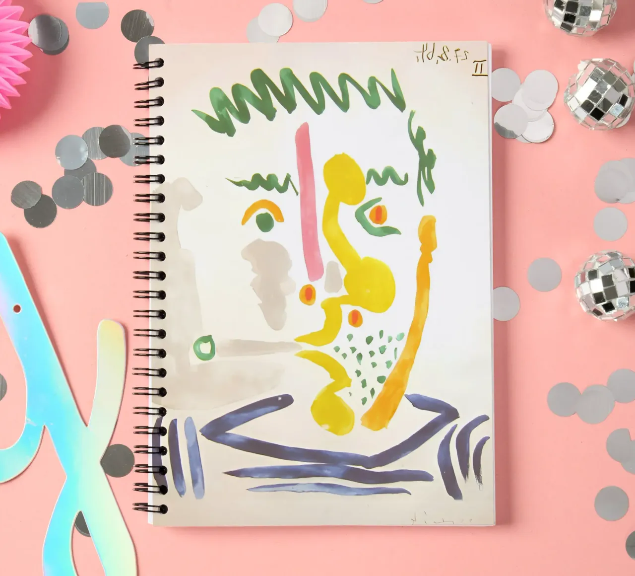 Picasso "Abstracted Face II" Expressive Art spiral notebook by homdeco