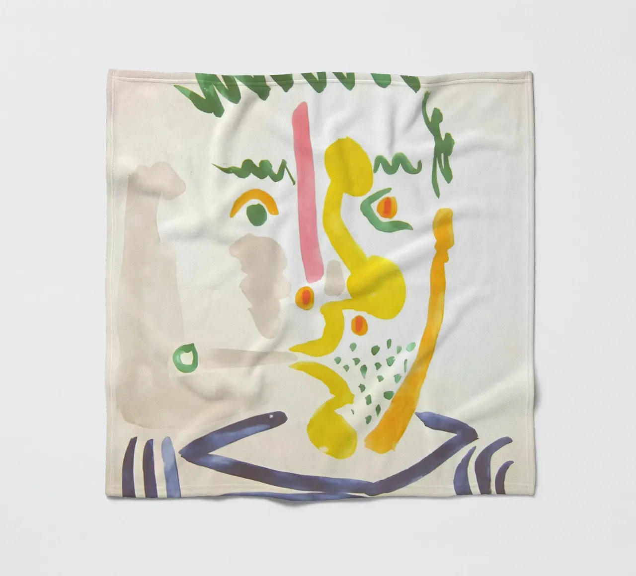 Picasso "Abstracted Face II" Expressive Art fleece blanket by homdeco