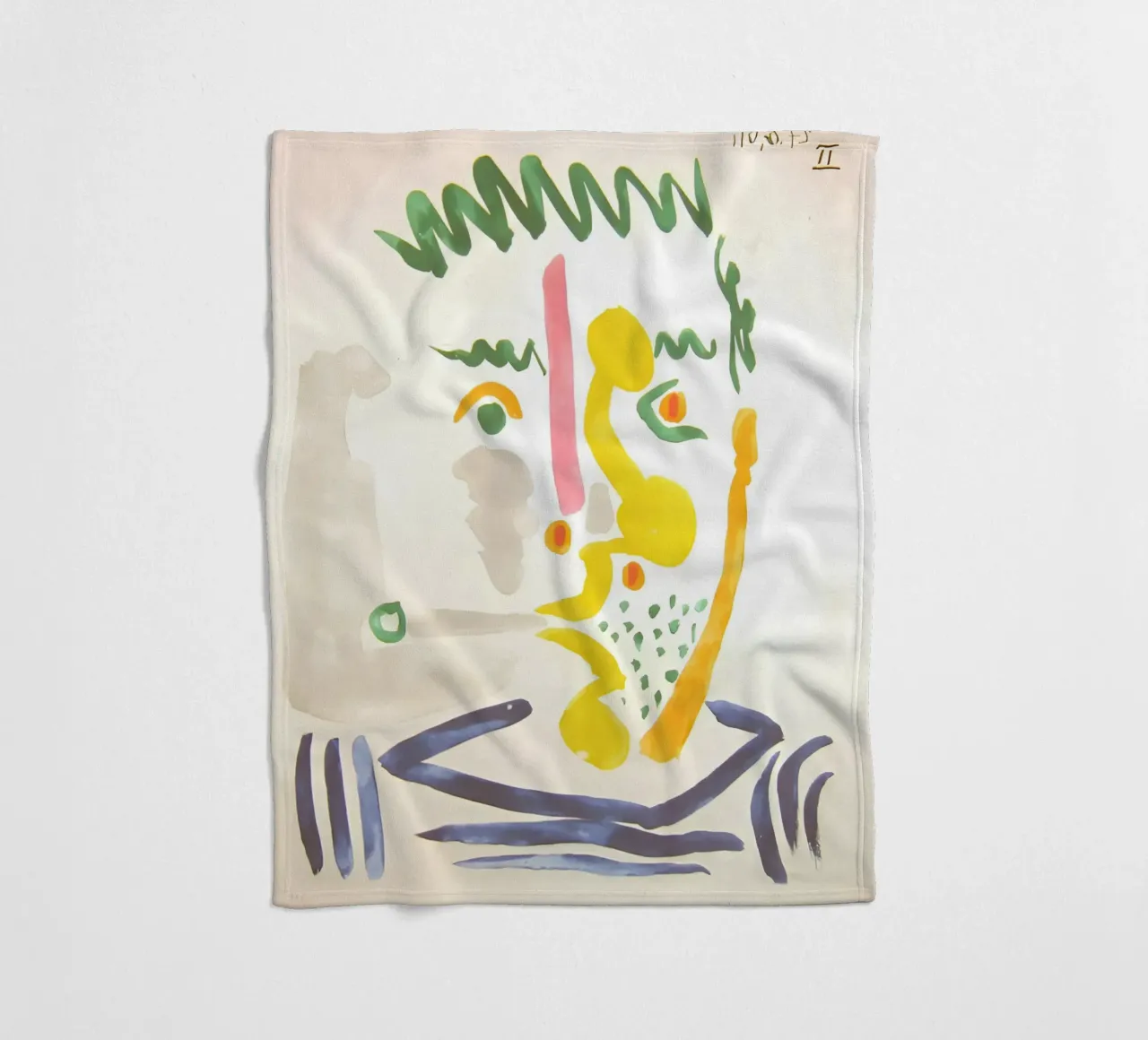 Picasso "Abstracted Face II" Expressive Art fleece blanket by homdeco