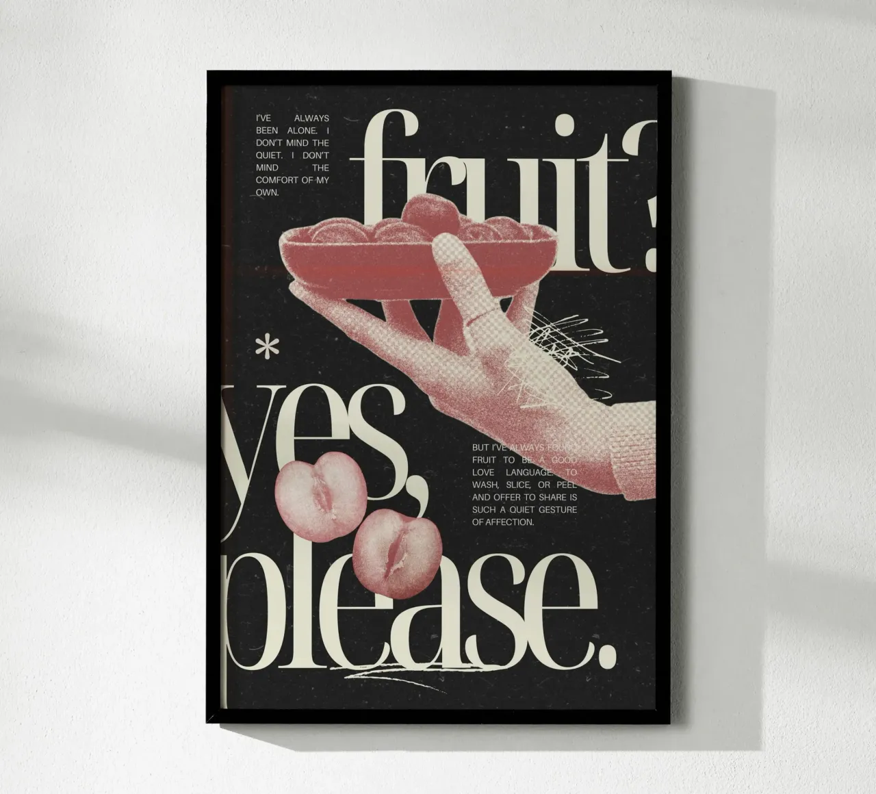 "Fruit?" Abstract Still Life - Minimalist & Retro Typography poster with plastic frame by NorwesClub
