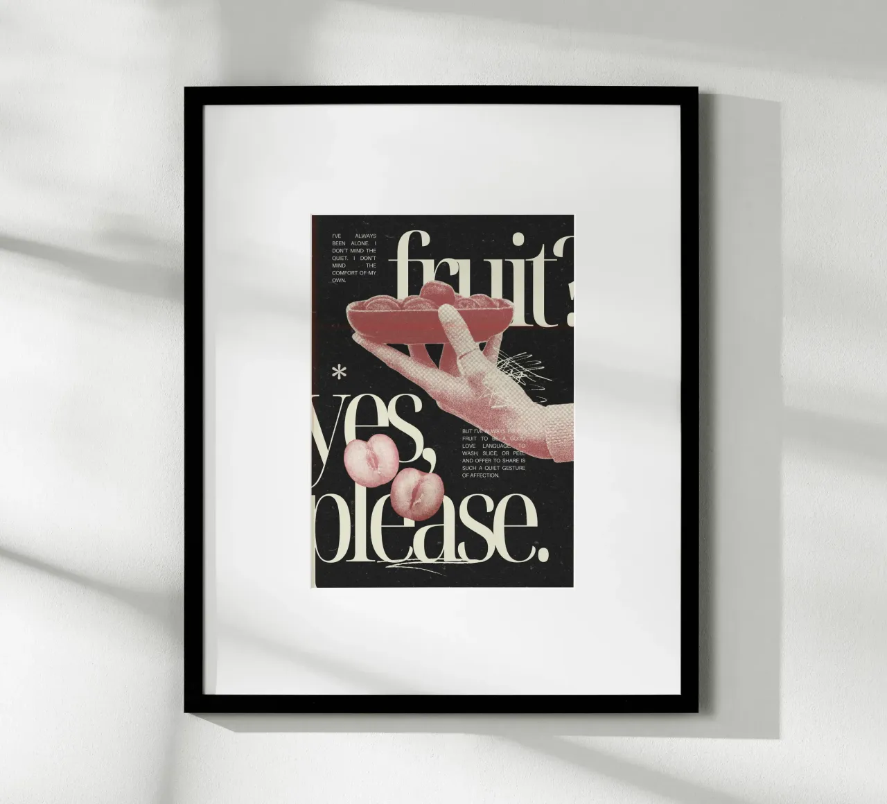 "Fruit?" Abstract Still Life - Minimalist & Retro Typography poster with plastic frame by NorwesClub