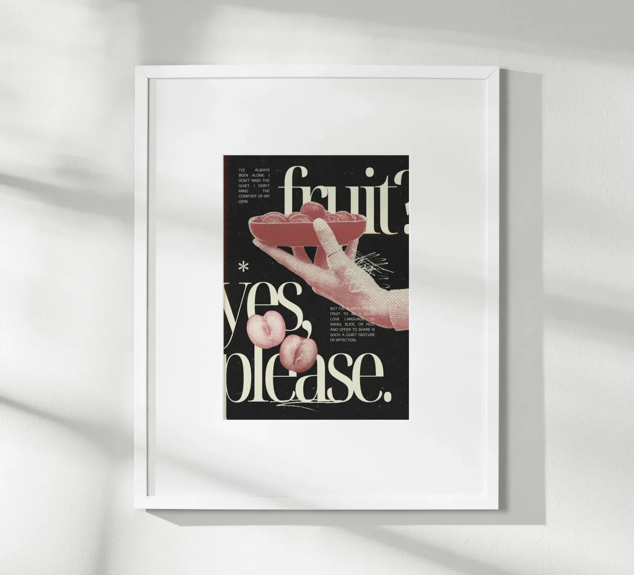 "Fruit?" Abstract Still Life - Minimalist & Retro Typography poster with plastic frame by NorwesClub