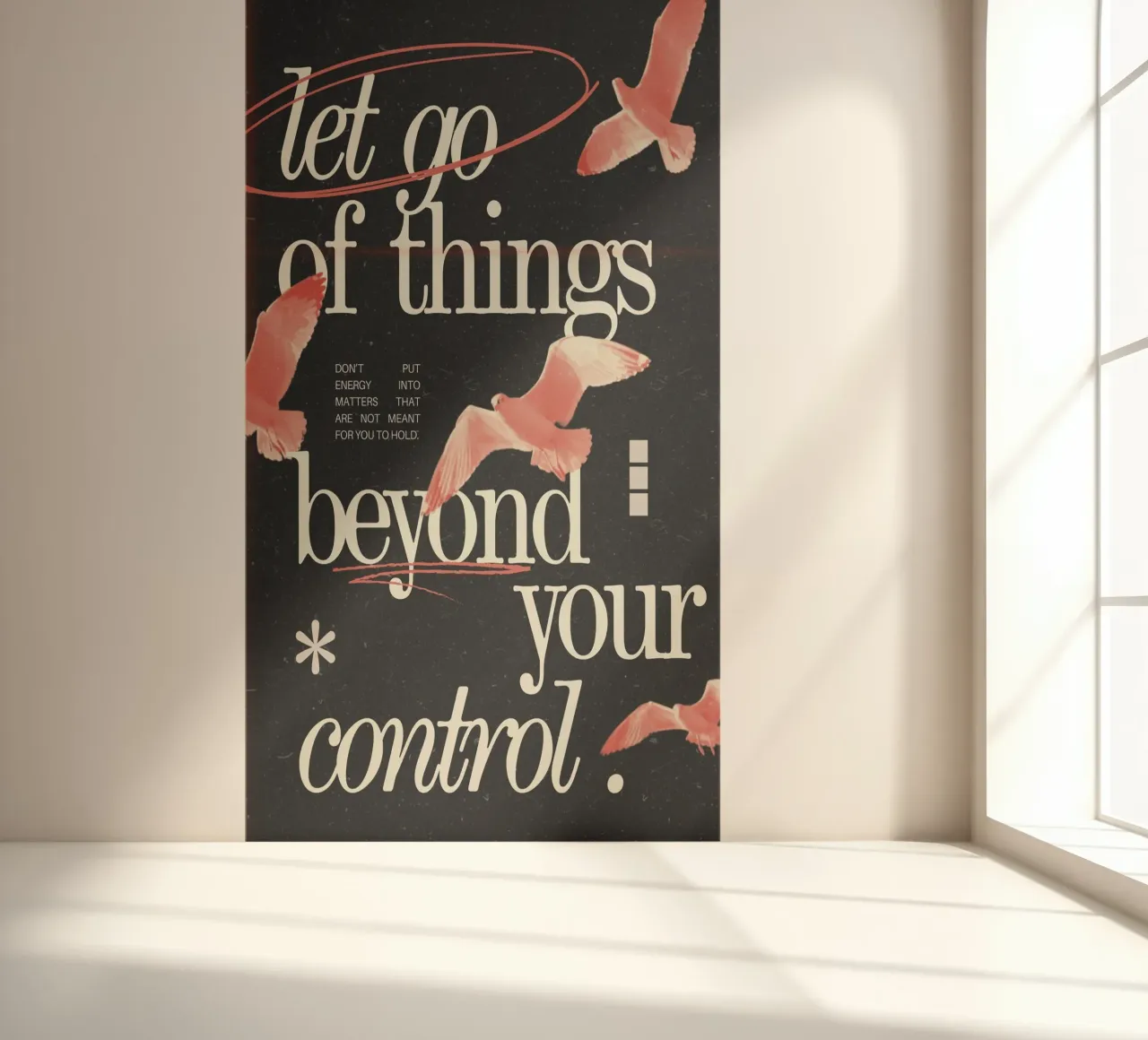 "Let Go of Things Beyond Your Control" - Motivational Avian photo wallpaper by NorwesClub