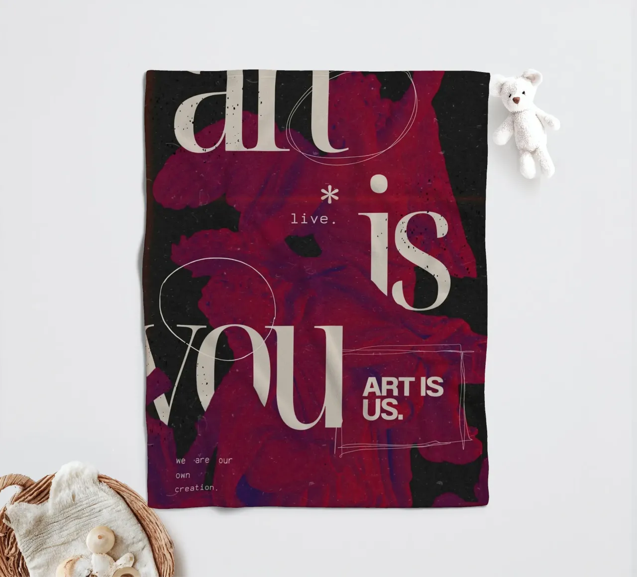 "Art Is You" Abstract Grunge - Figurative & Typography Poste Fleecedecke von NorwesClub