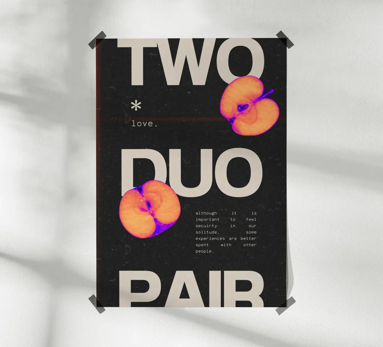 "Two Duo Pair" Amore astratto - Pop Art Fruit Typography poster con telaio in plastica da NorwesClub