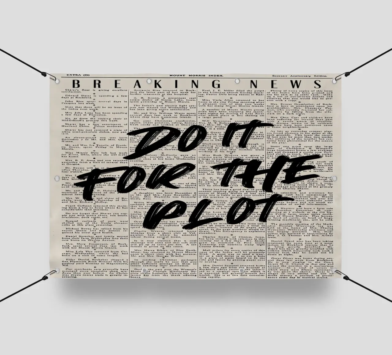 "Do It For The Plot" - Motivierende Grunge-Zeitungsgrafik PVC Plane von NorwesClub