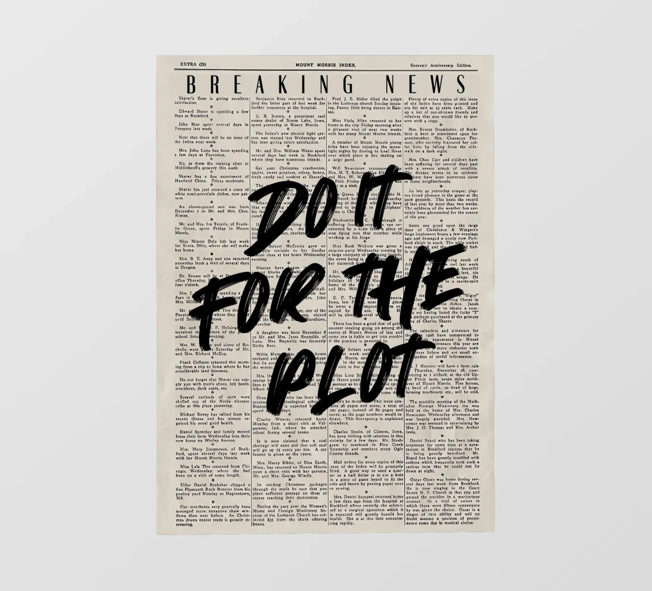 "Do It For The Plot" - Motivierende Grunge-Zeitungsgrafik PVC Plane von NorwesClub