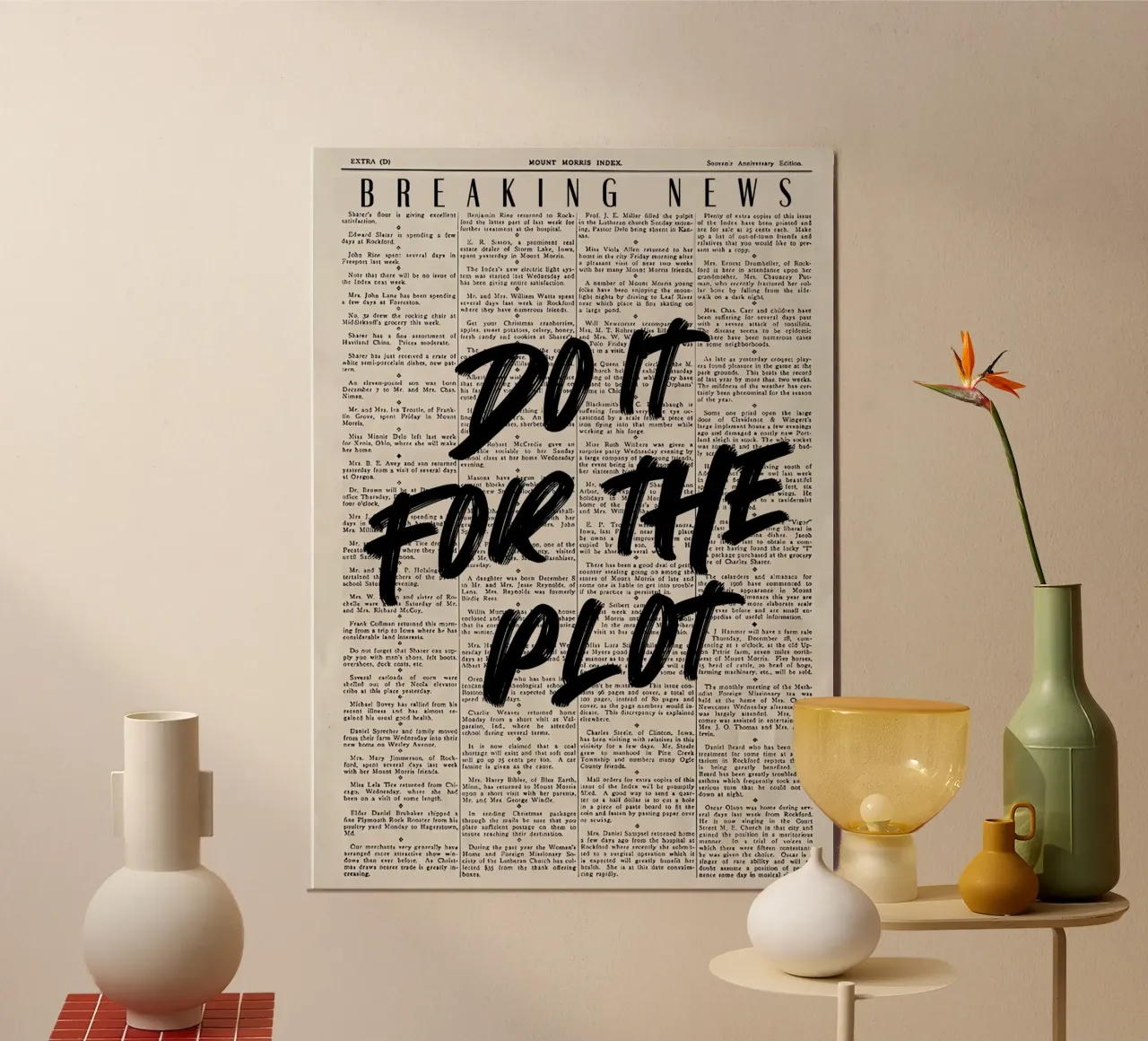 "Do It For The Plot" - Motivational Grunge Newspaper Art aluminio dibond de NorwesClub