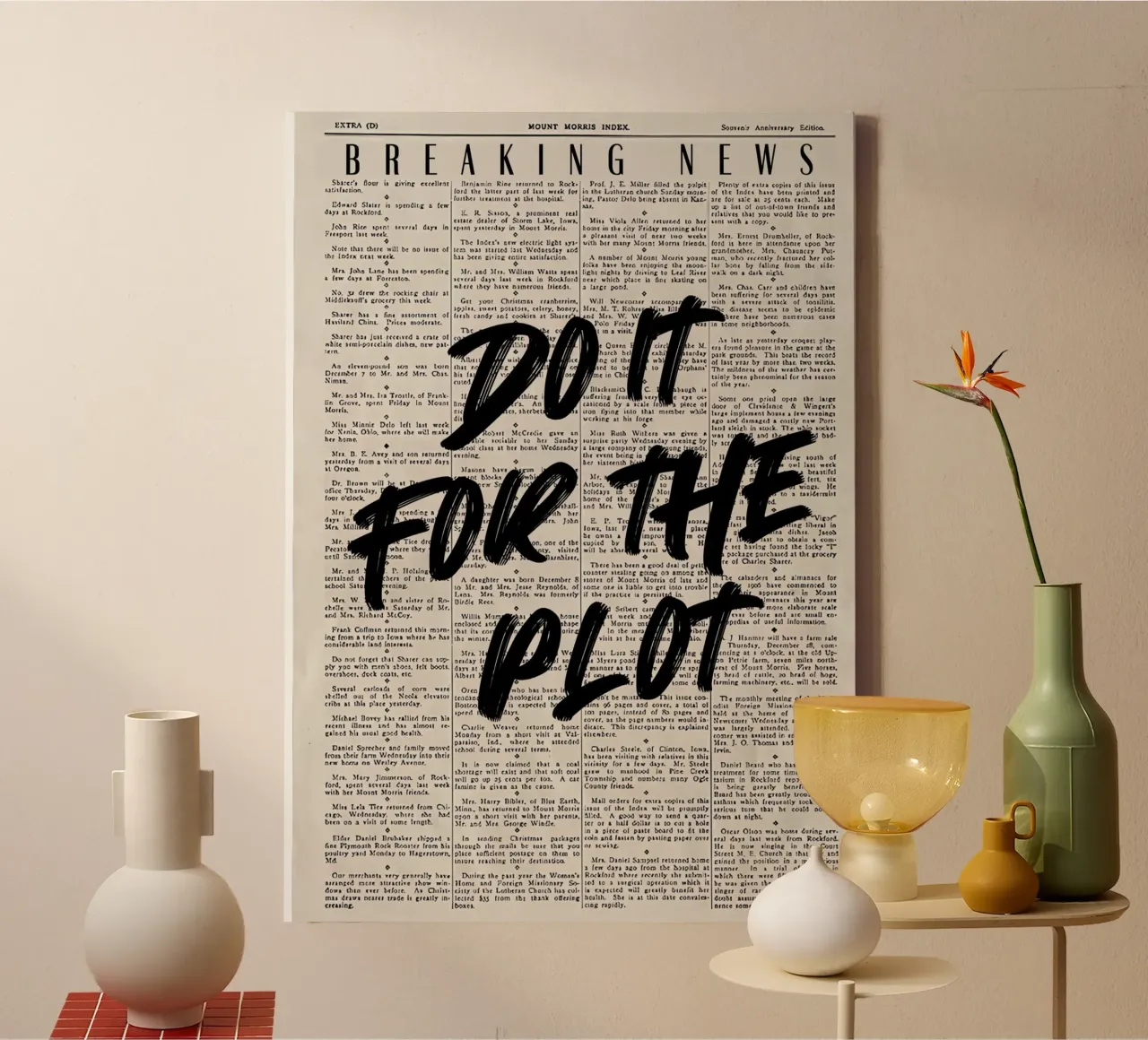 "Do It For The Plot" - Motivational Grunge Newspaper Art canvas by NorwesClub