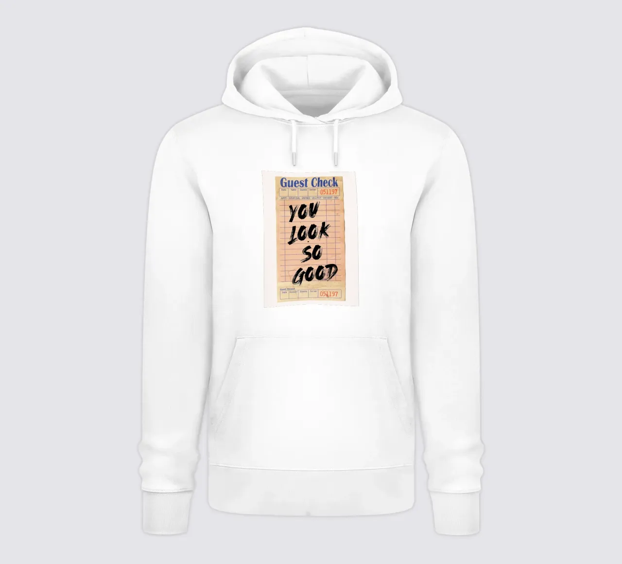 "You Look So Good" Vintage Guest Check Pop Art sudadera con capucha de NorwesClub