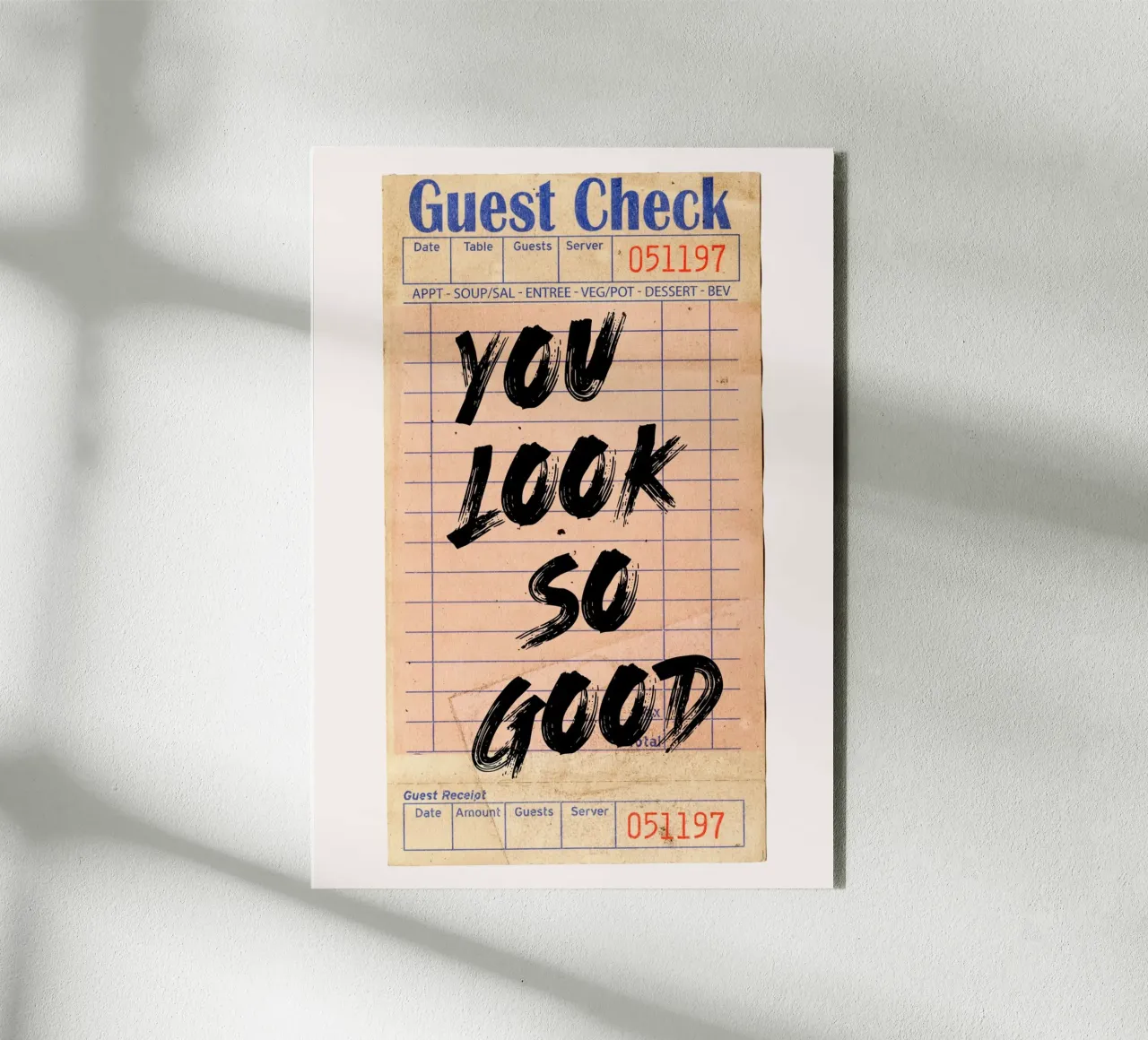 "You Look So Good" Vintage Guest Check Pop Art aluminio dibond de NorwesClub