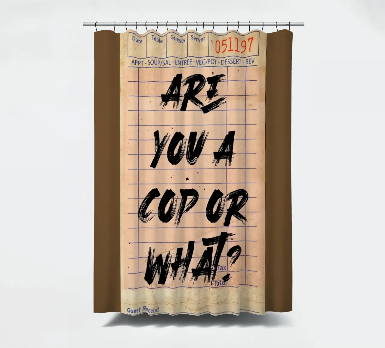 "Bist du ein Bulle oder was?" - Provokative Typografie-Kunst Duschvorhang von NorwesClub