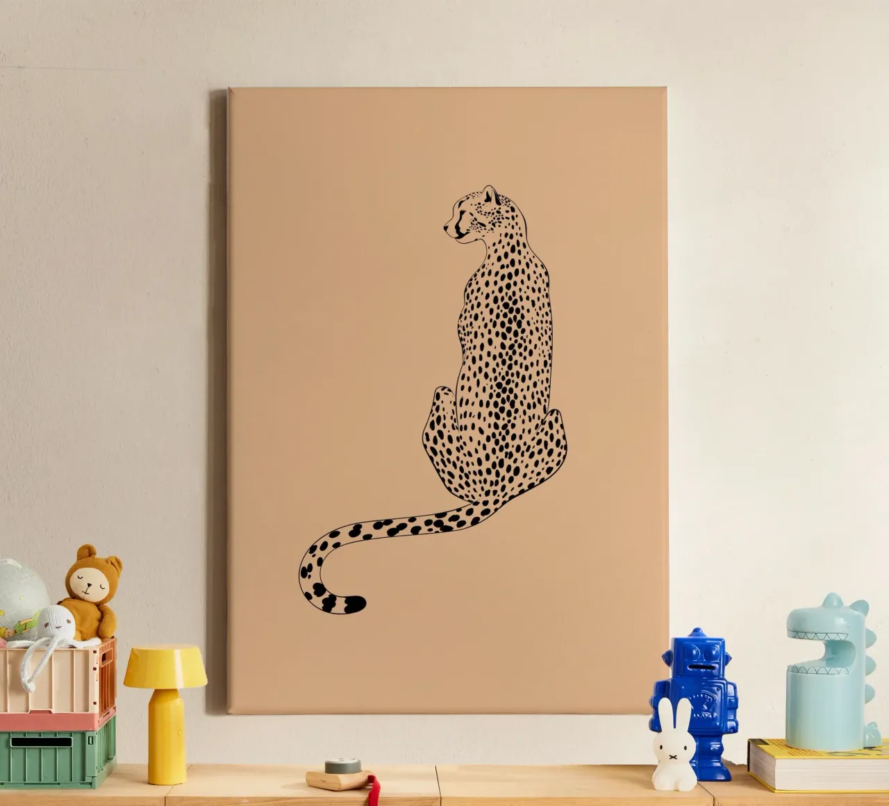 Regal Cheetah - Minimalistischer Wildlife Kunstdruck Leinwand von NorwesClub