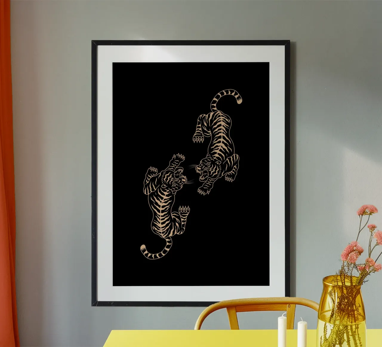 Clashing Tigers - Dynamic Japanese Ukiyo-e Inspired Art poster by NorwesClub
