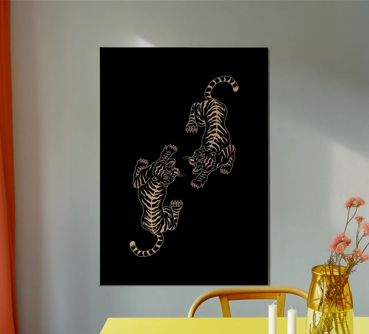 Clashing Tigers - Dynamic Japanese Ukiyo-e Inspired Art poster by NorwesClub