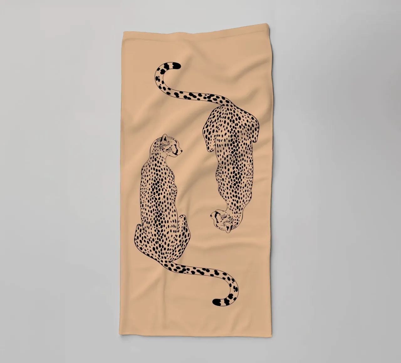 Mirroring Cheetahs - Elegant Minimalist Wildlife Art towel by NorwesClub
