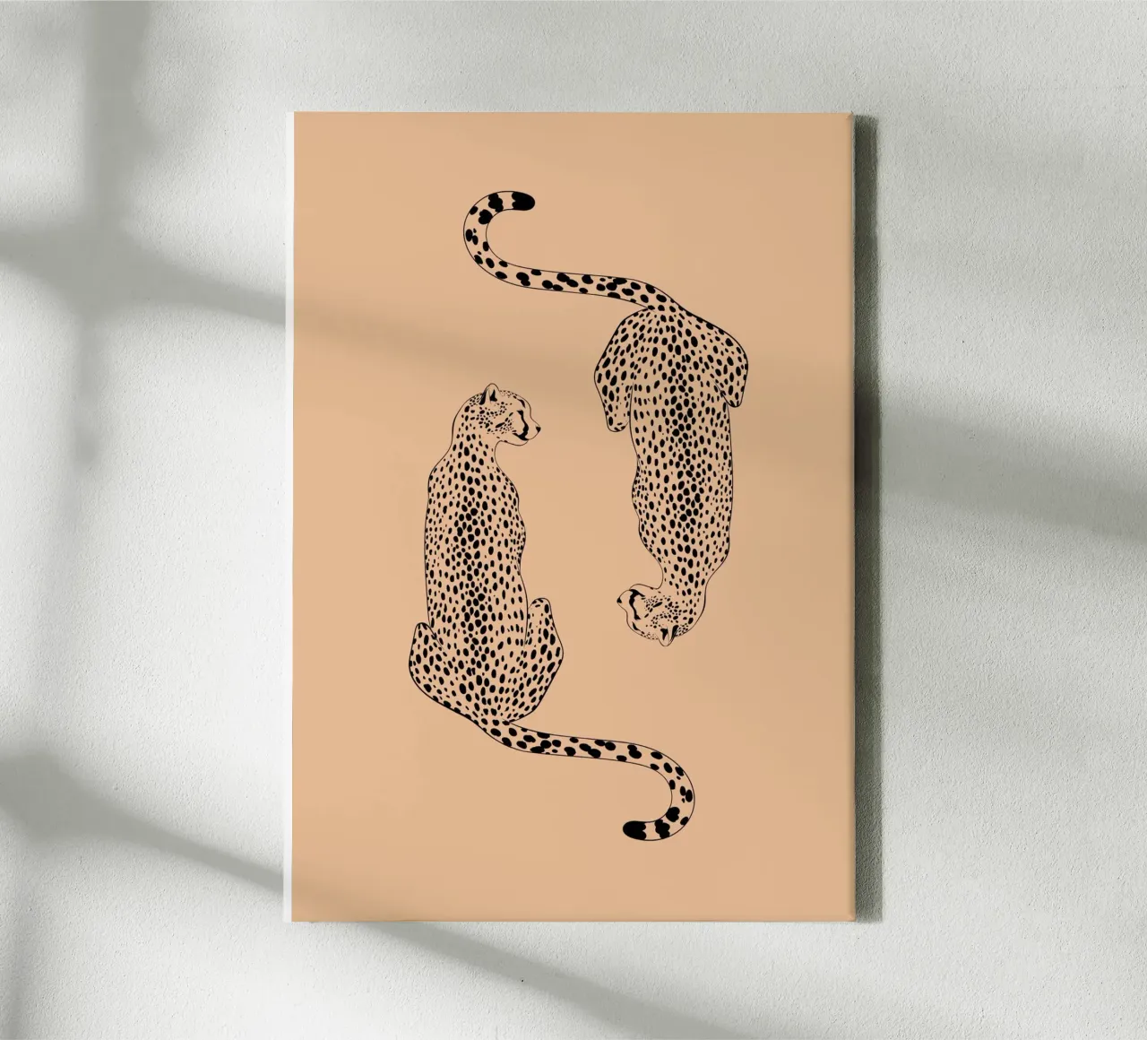 Mirroring Cheetahs - Elegant Minimalist Wildlife Art canvas with Floater frame by NorwesClub