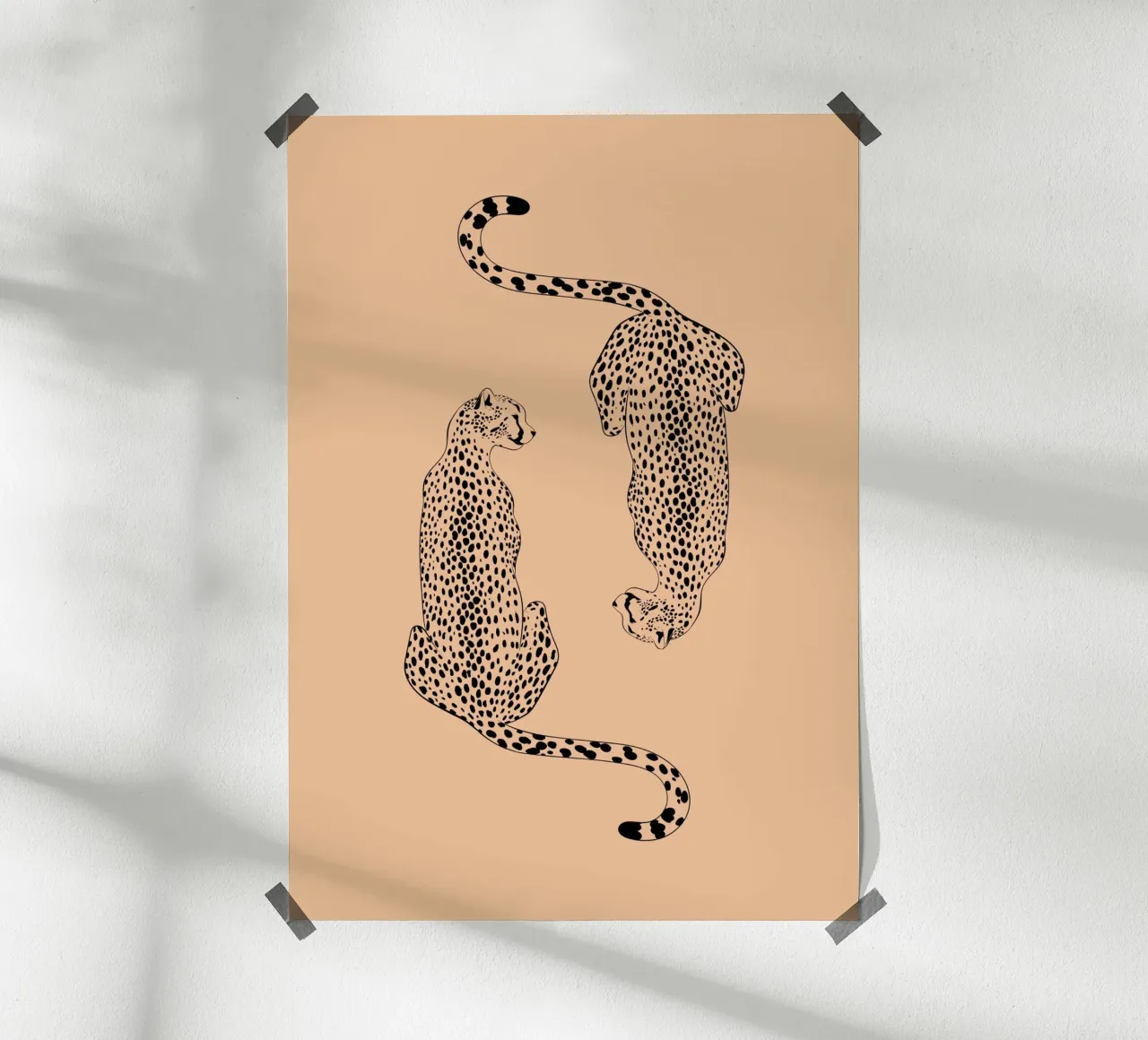 Mirroring Cheetahs - Elegant Minimalist Wildlife Art hahnemühle by NorwesClub