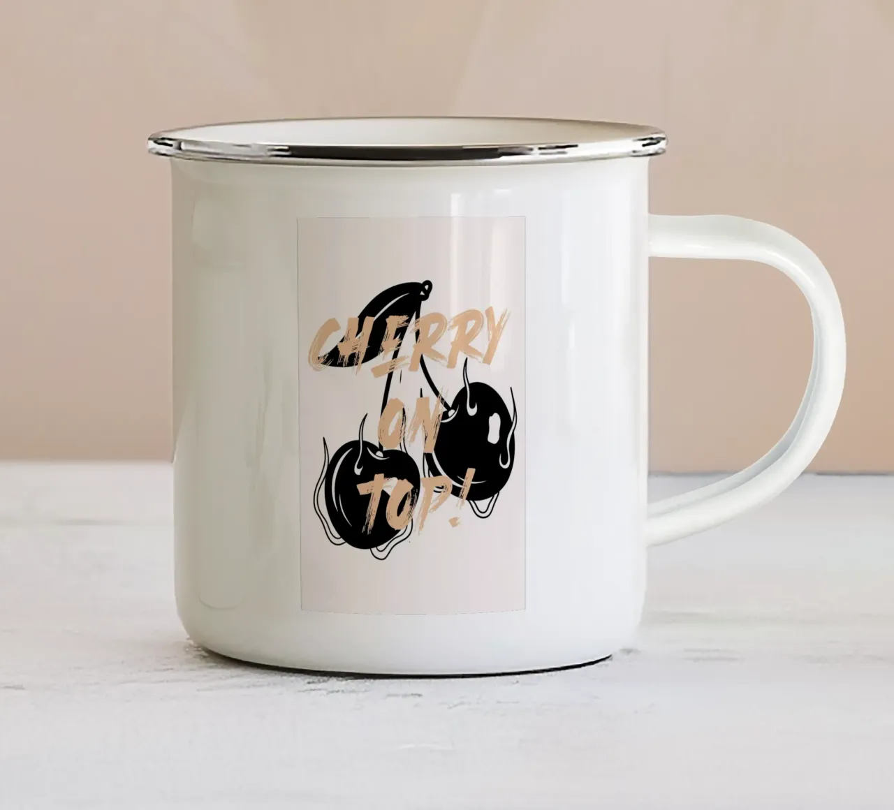 "Ciliegina sulla torta!" - Audace design pop art tazza in smalto da NorwesClub