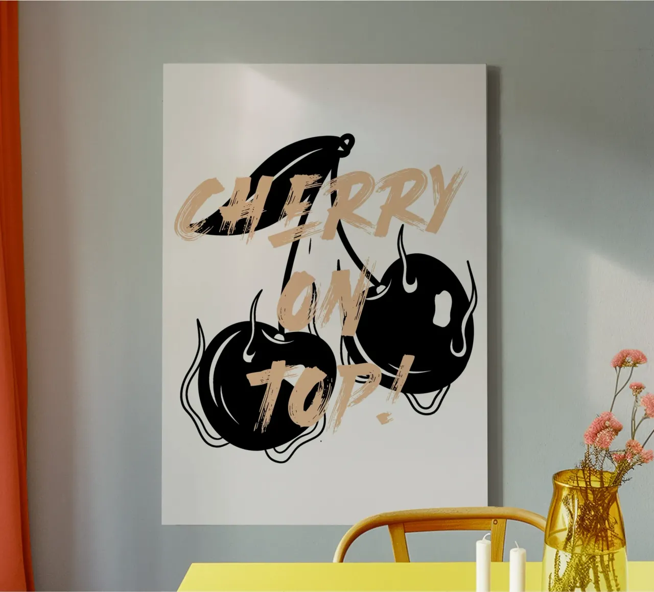 "Kers op de top! - Gedurfd Pop Art Ontwerp canvas met Baklijst van NorwesClub