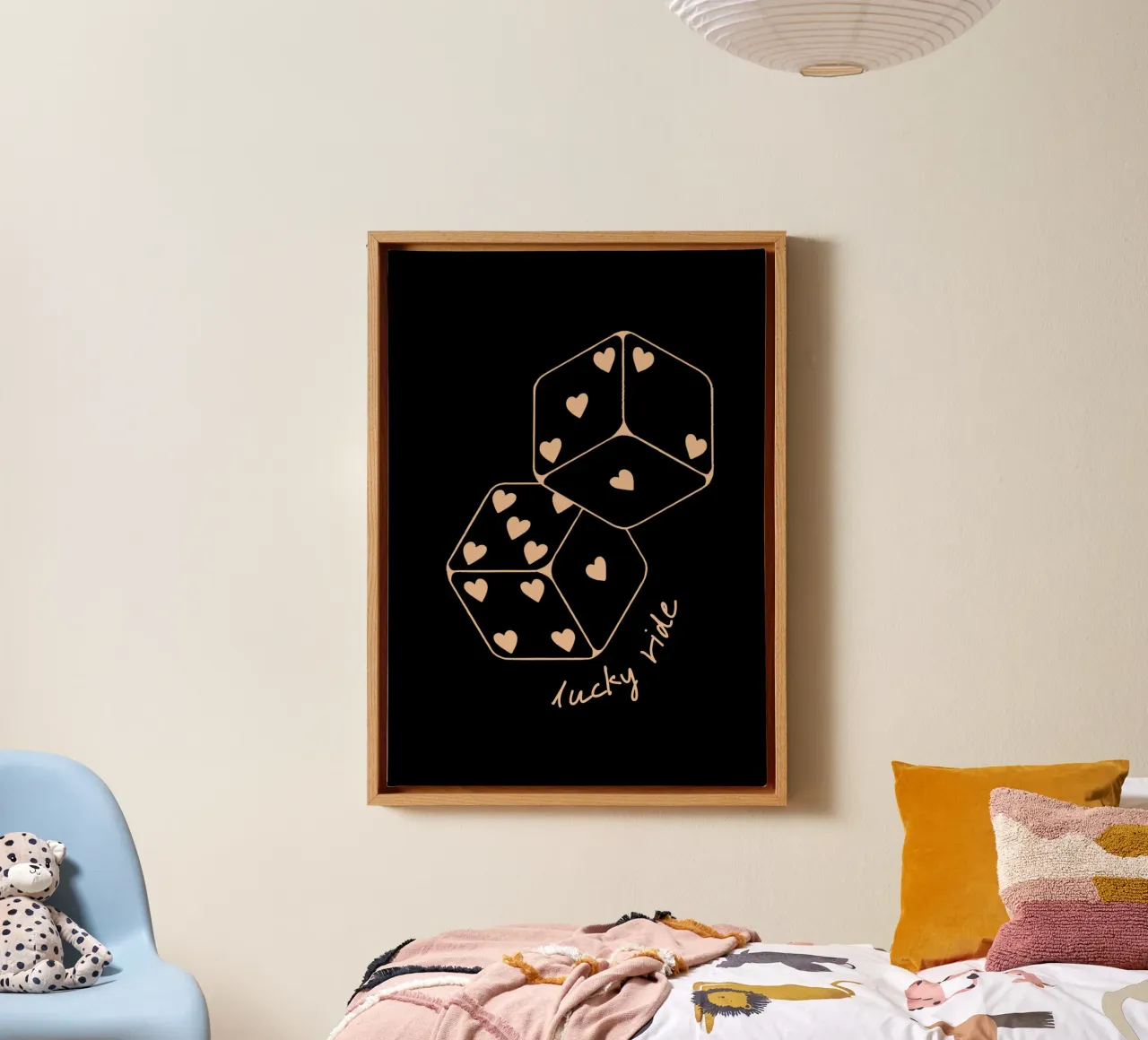 "Lucky Ride" Heart Dice - Minimalist Art Print canvas with Floater frame by NorwesClub