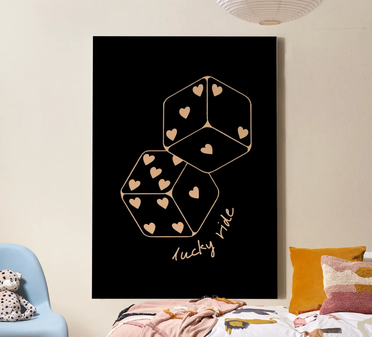 "Lucky Ride" Heart Dice - Minimalist Art Print canvas with Floater frame by NorwesClub