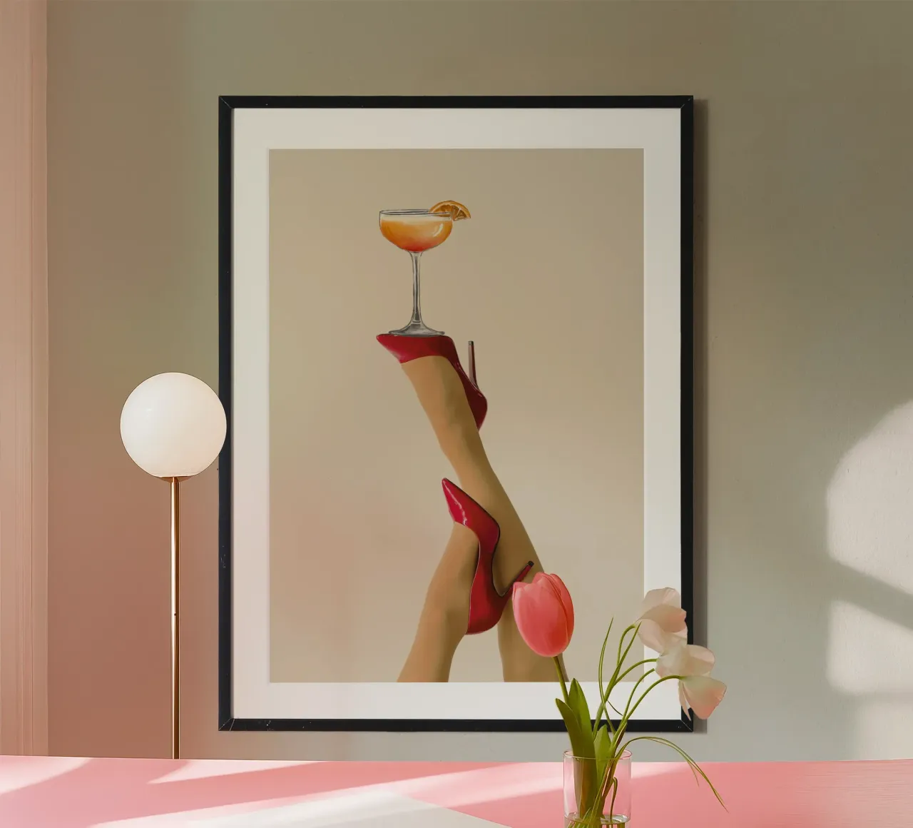 Tacchi alti e cocktail - Moda Chic Pop Art poster con telaio in alluminio da NorwesClub
