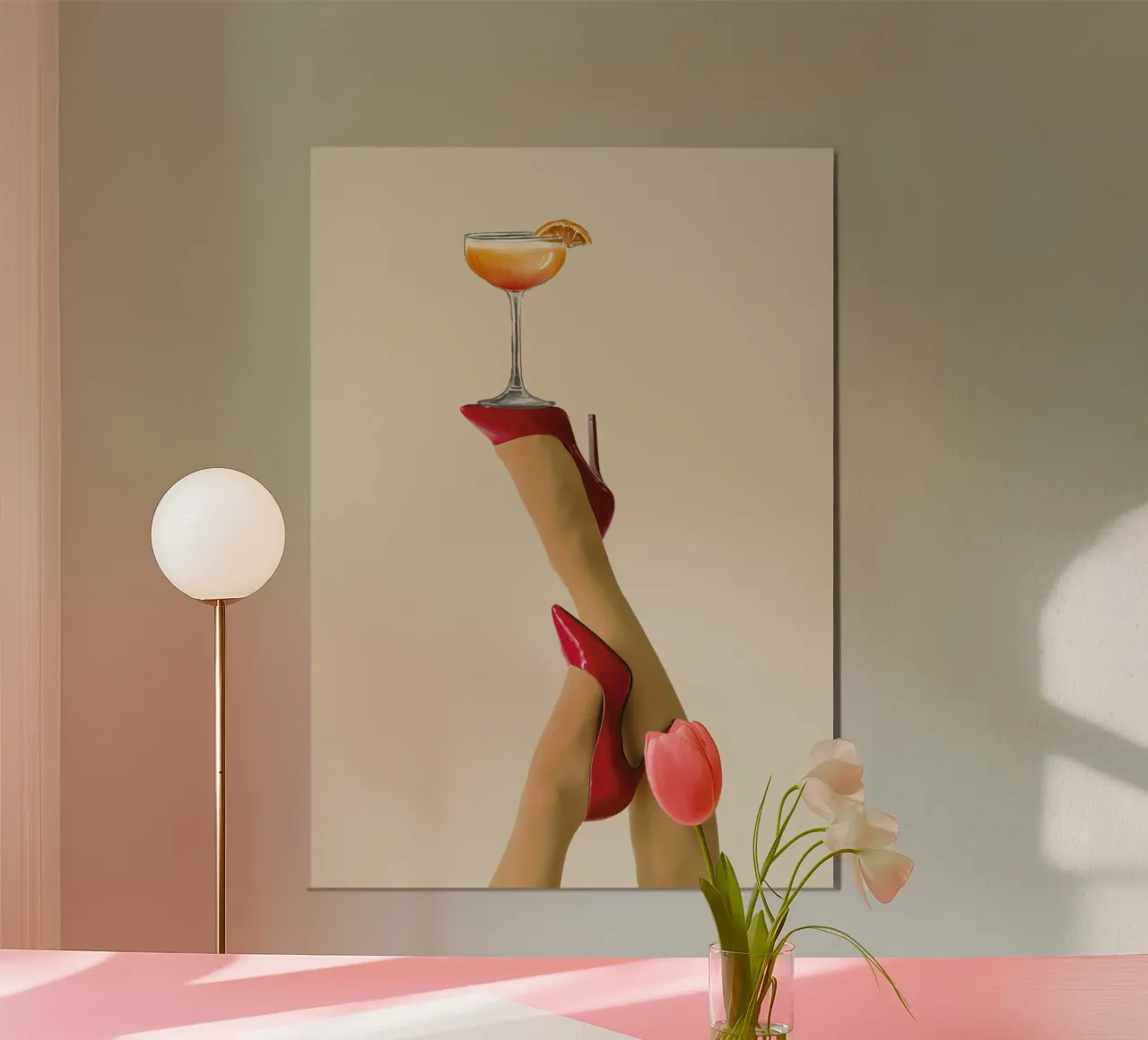 Tacchi alti e cocktail - Moda Chic Pop Art poster con telaio in alluminio da NorwesClub