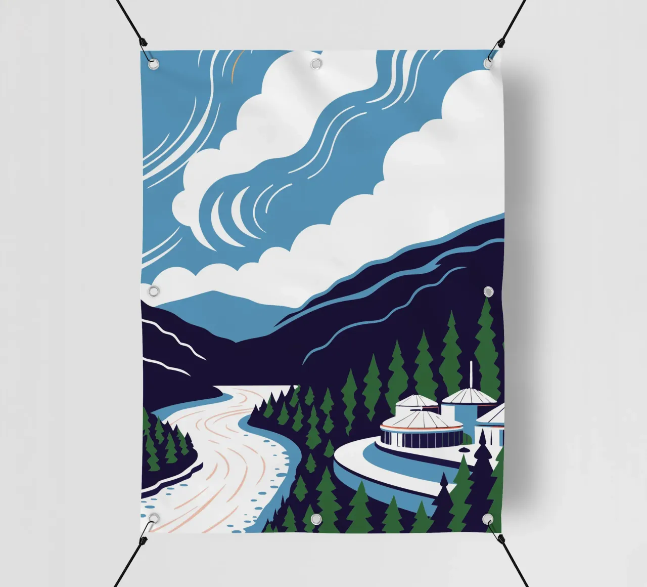 Natural Scenery of River and Mountain pvc cover by STORE PRESENCE