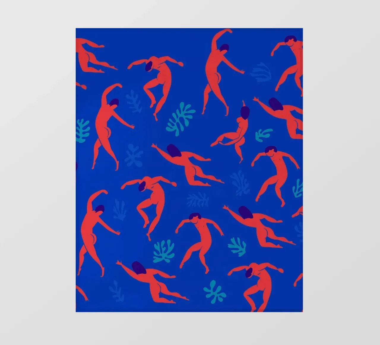 Dancing Figures Pattern Rojo Azul lámina retroiluminada de Holly Holmes