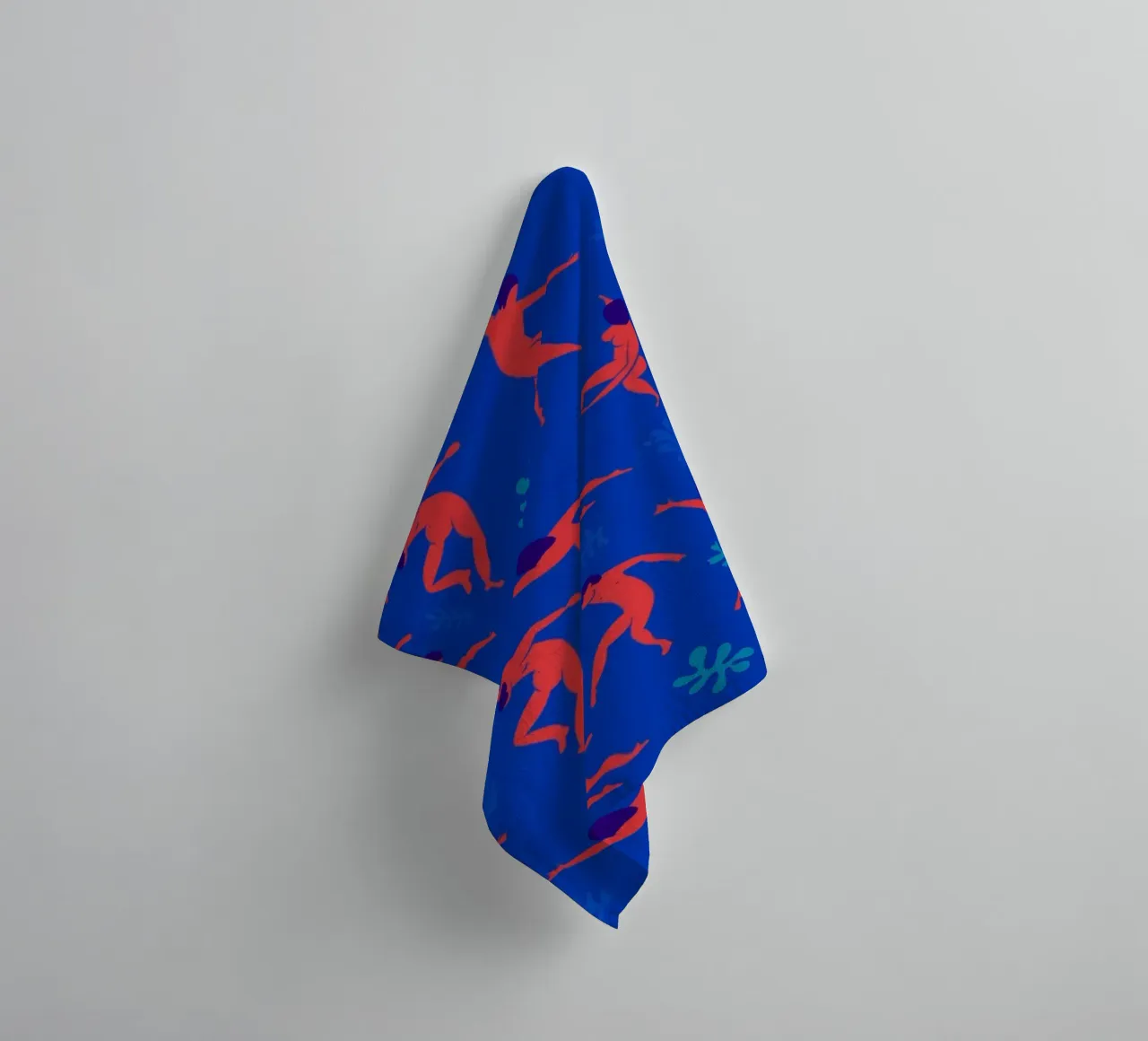 Dancing Figures Pattern Rojo Azul toalla de baño de Holly Holmes