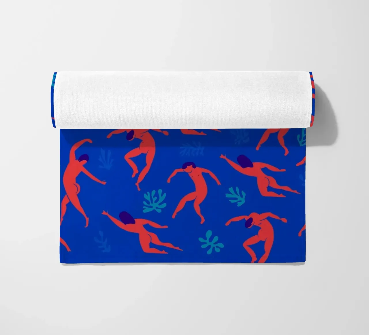 Dancing Figures Pattern Rojo Azul toalla de playa de Holly Holmes