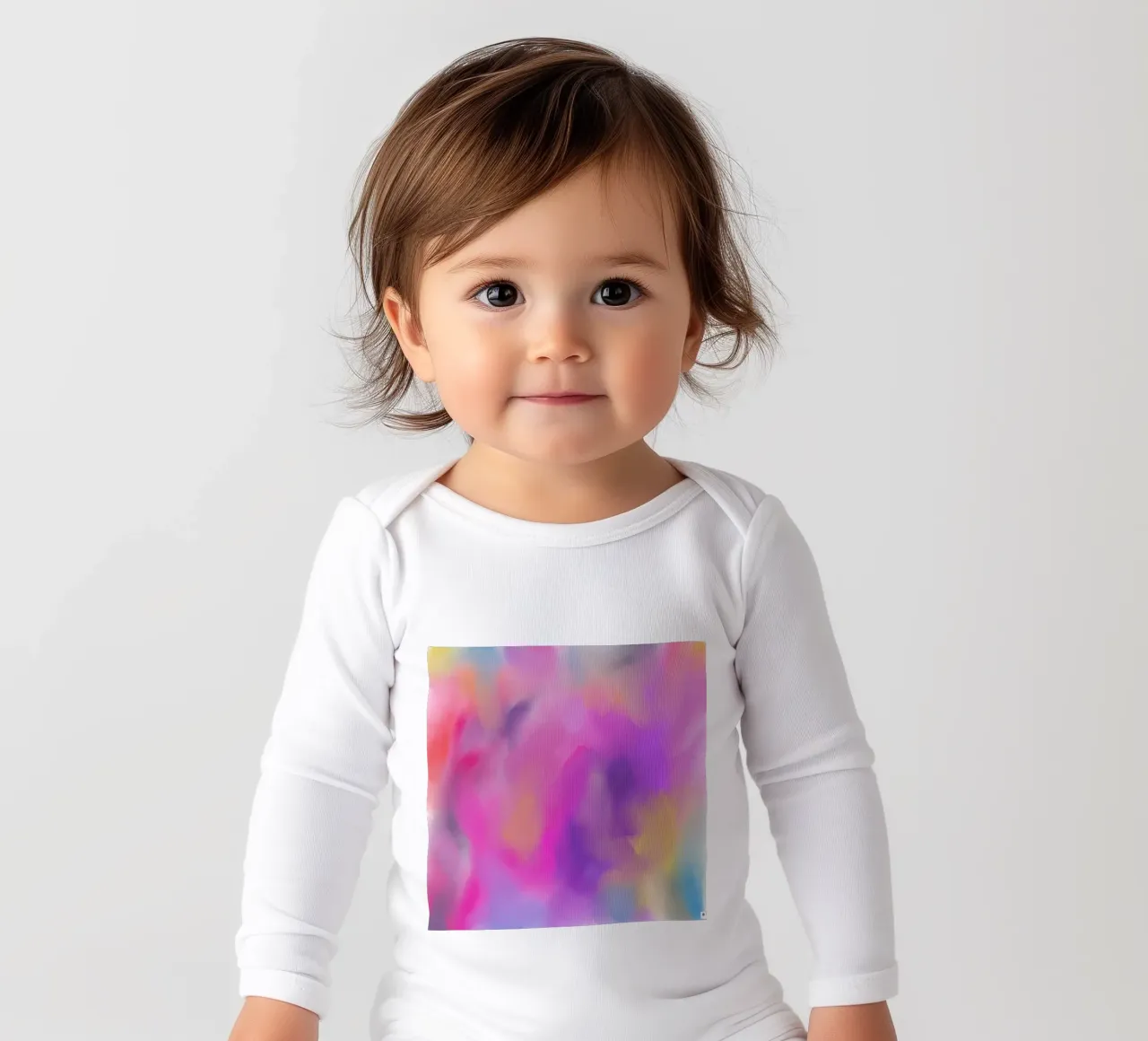 Farbennebel abstrakt long-sleeve baby romper by Nica Colorie