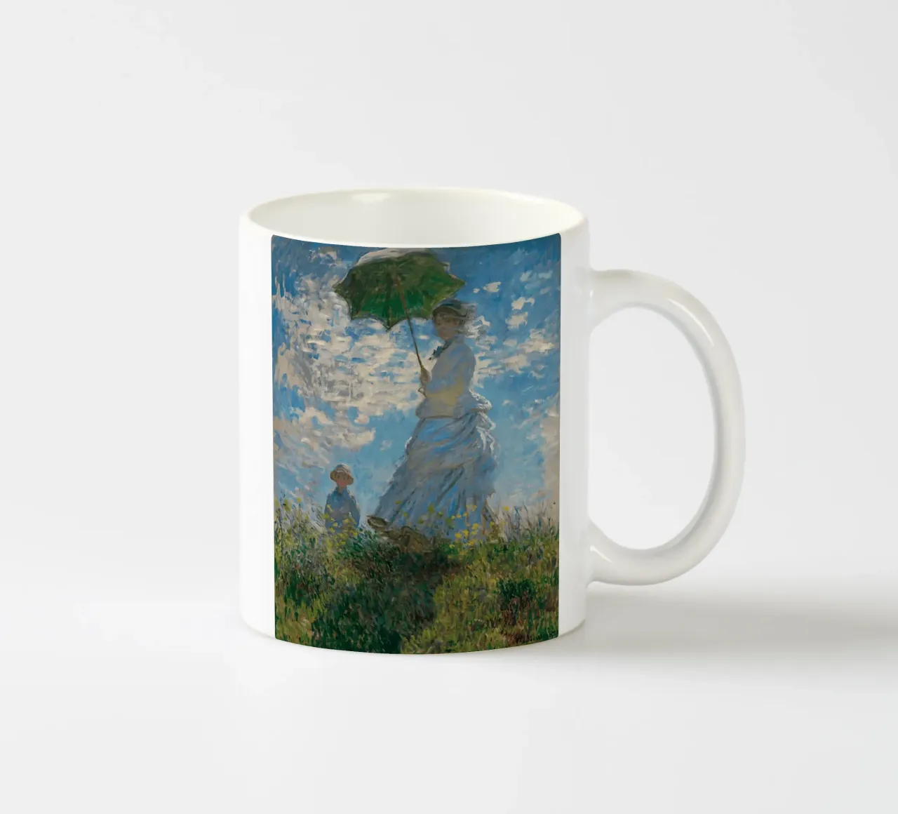 Donna con ombrellone tazza in ceramica da Holly Holmes