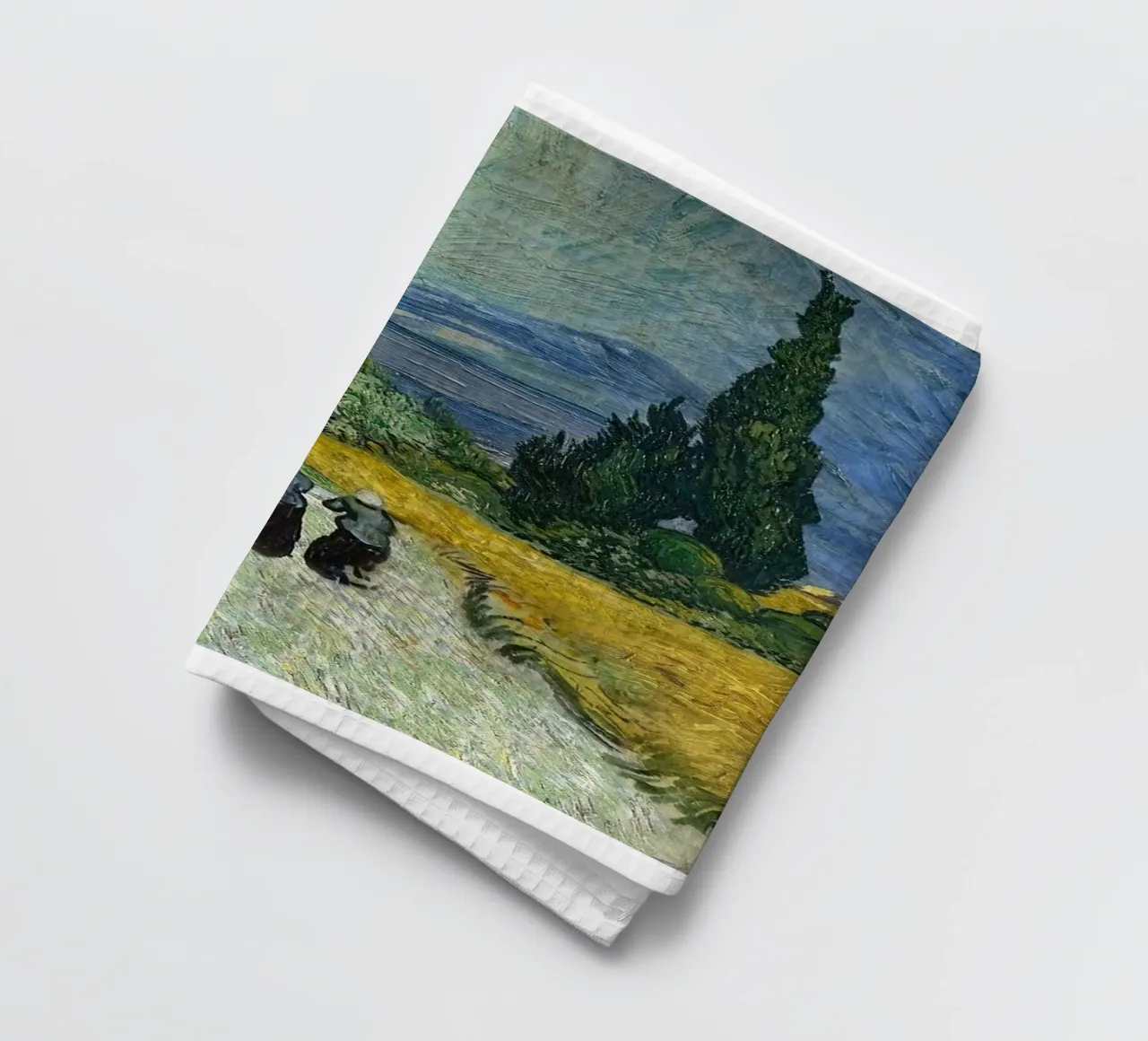 village cypress tree tea towel by cloud shop